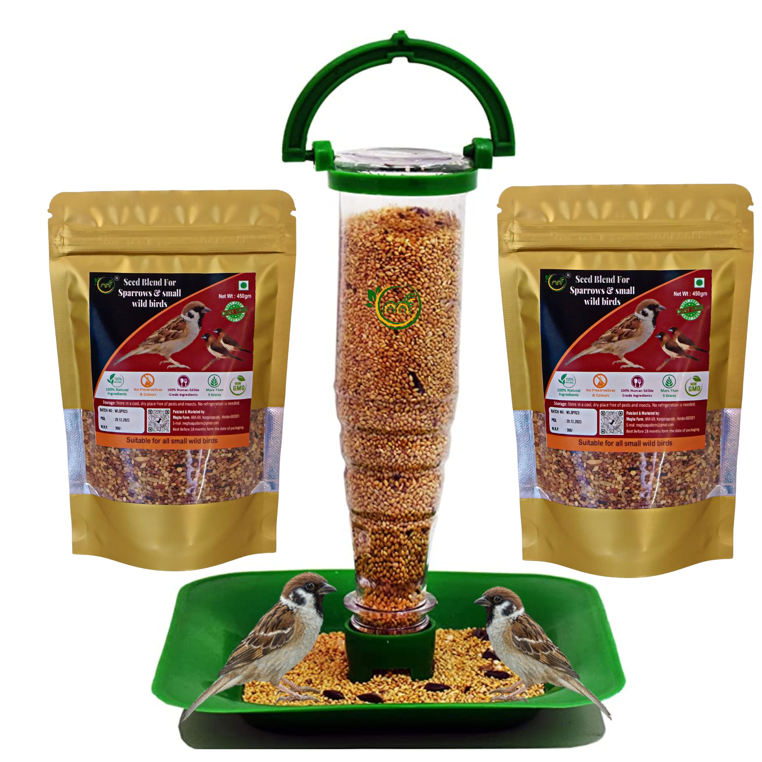 Sparrow Feed and Feeder Combo Bird Feed and Nano Bird Feeder, More Than 6 Grains for All Small Wild Birds, House Sparrows, Finches (Feed and Feeder Combo, 800 Gram 2 Pack) (B0B9RJ17PY) Amazon Price History, Amazon Price Tracker