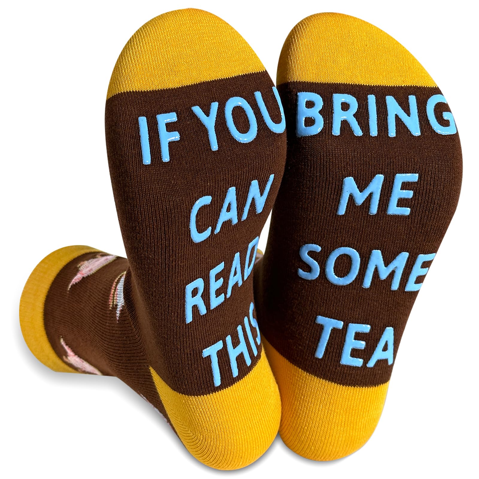 Calzini Divertenti Con Scritta 'If You Can Read This Make Me Some Tea' | Regalo Simpatico Per Donna, Moglie, Amante Del Tè | Bianco - 2
