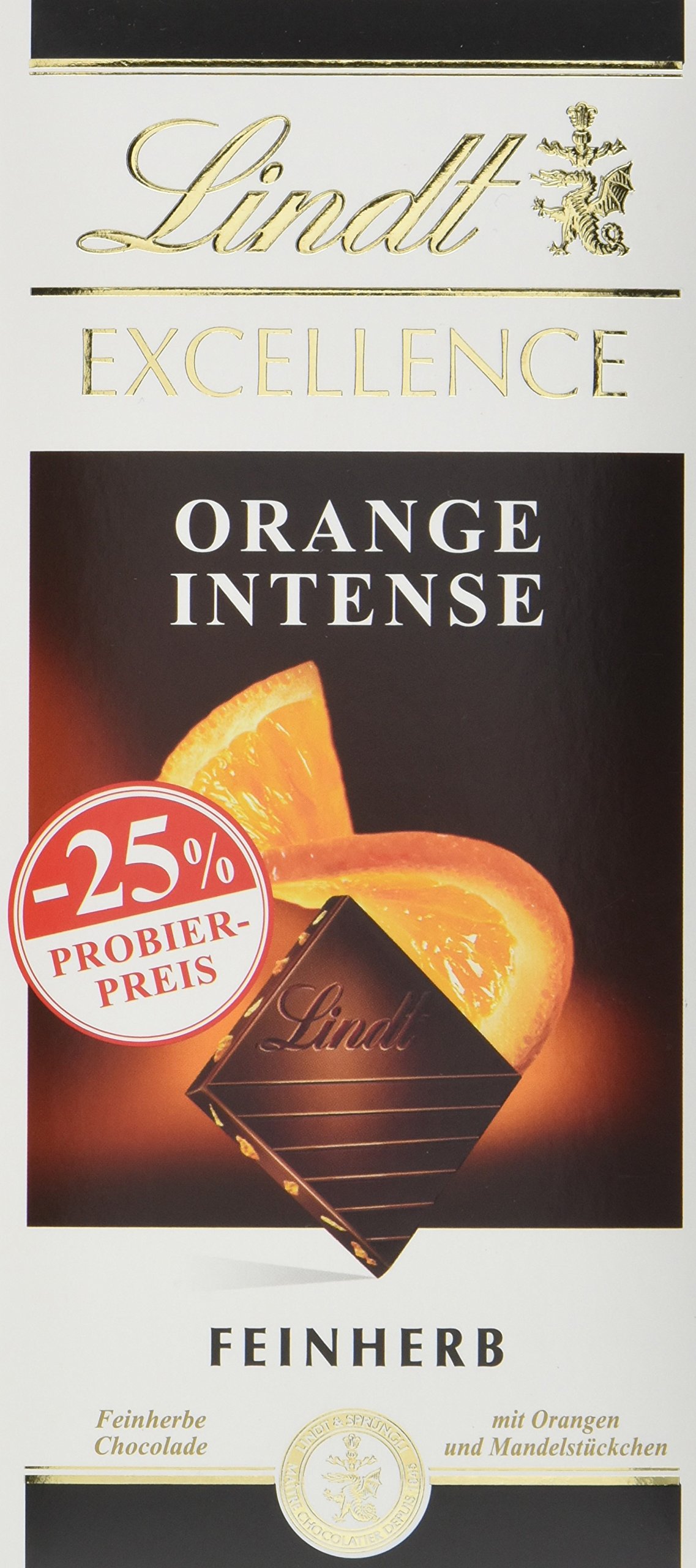 Excellence Orange Intense, Promotion, feinherbe Schokolade mit Orangen- und Mandelstückchen, 5er Pack (5 x 100 g)