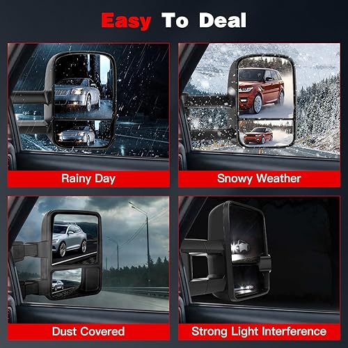 Miniatura 6 de Espejos de remolque aptos para Cadillac para Chevy para GMC Escalade Silverado Sierra 2003-2007 Reemplazar potencia ajustada, función calefactable,