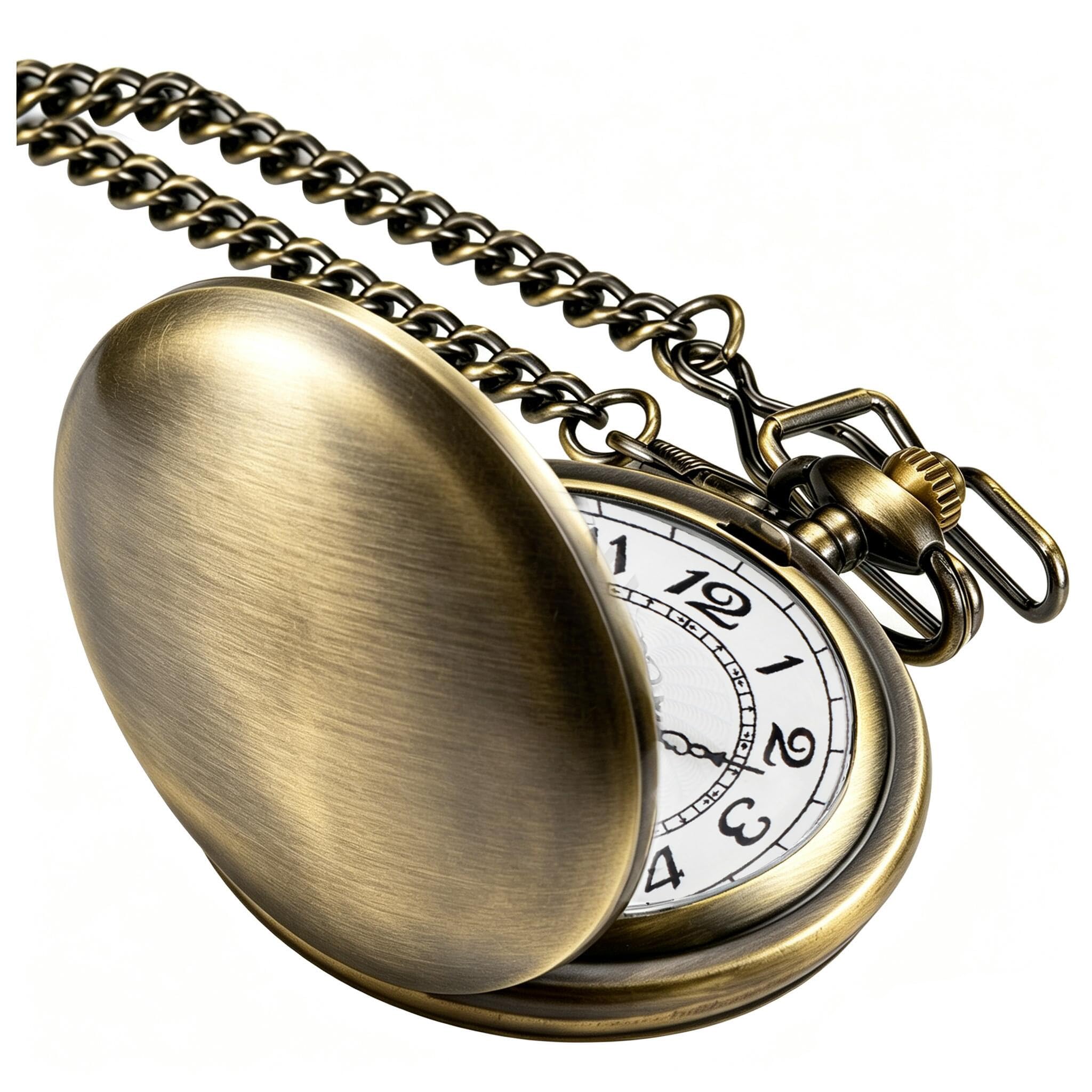 Smooth Pocket Watch Alloy Steel Quartz Roman/Arabic Numerals with 37cm Chain for Father's Day Xmas Best Gifts