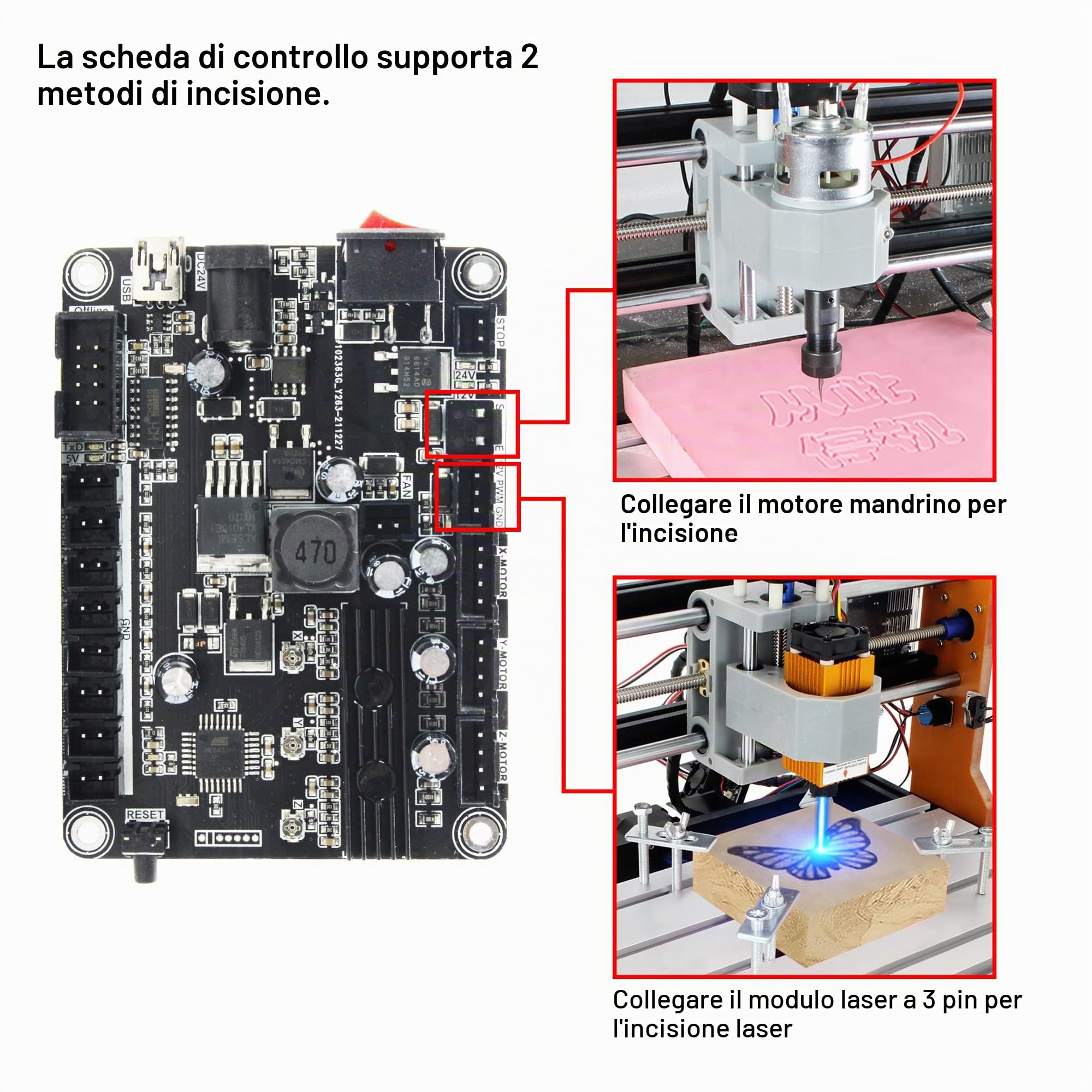 RATTMMOTOR Macchina fresatrice per incisione, 3 assi GRBL, Offline Control CNC 3018 Pro Max, 420 x 350 x 270 mm, controllo ER11, per PVC PCB e per intaglio legno fai da te