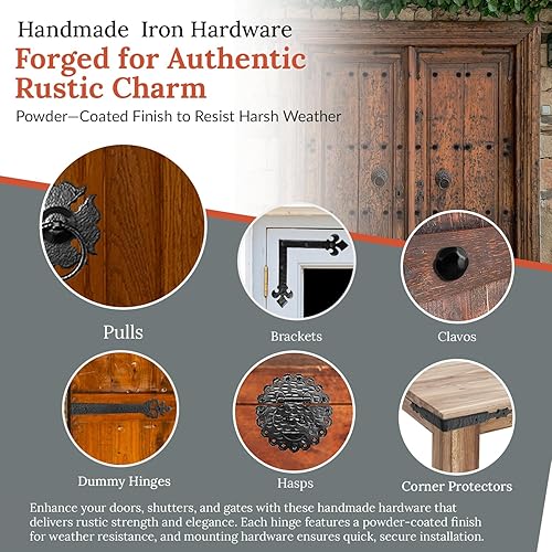 Miniatura 3 de Borderland Rustic Hardware Paquete de 4 tiradores de puerta de granero rústico de 5 pulgadas, manijas de puerta de granero negro, manija de puerta