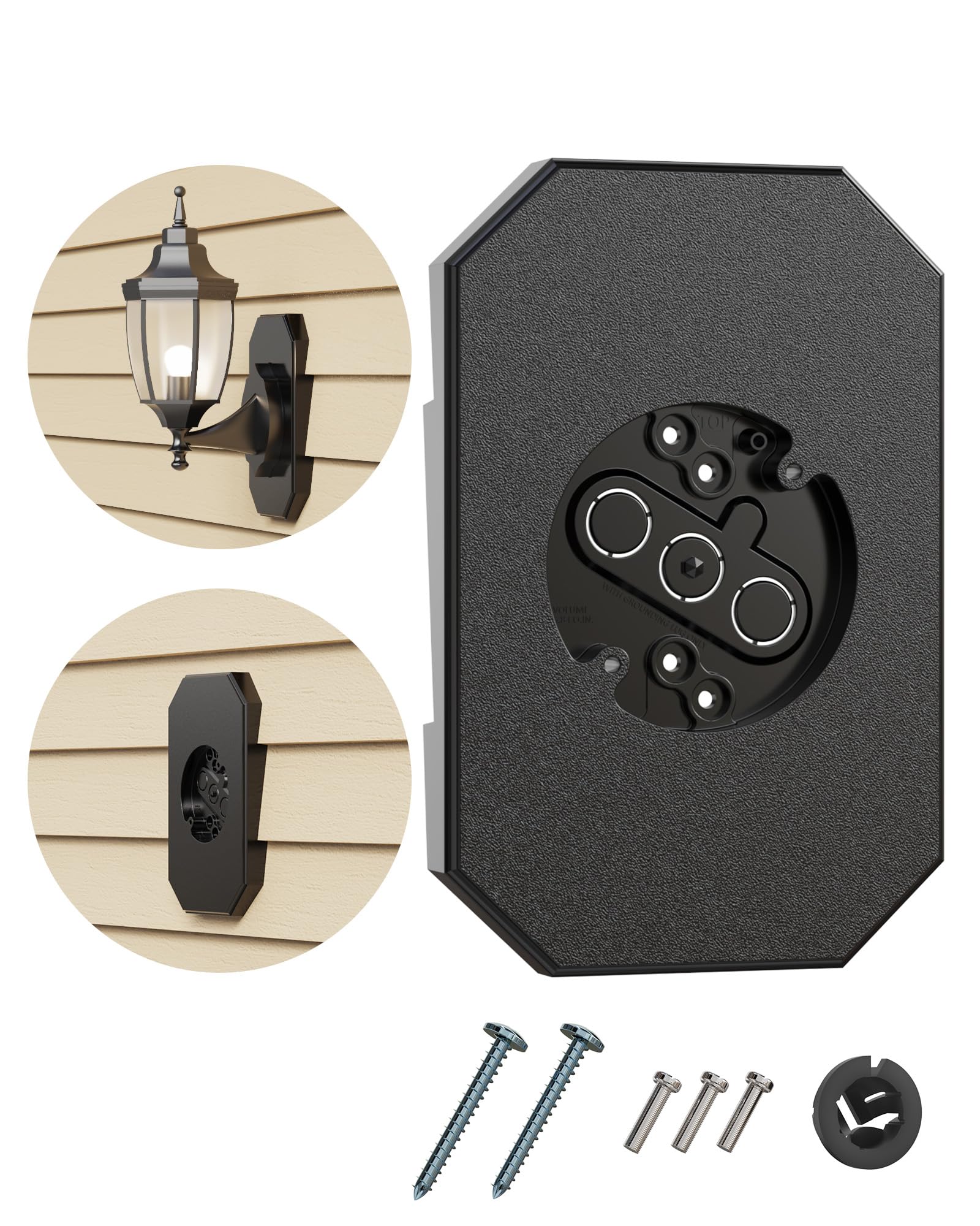 Photo 1 of Siding Light Mounting Block, 8141DBL Black Outdoor Mounting Plate kit with Built-in Electrical Box, Vinyl Siding Block for 1/2 inch Double, 1 Pack