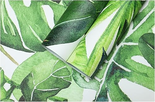 Miniatura 6 de HAOKHOME Papel tapiz tropical para despegar y pegar hojas de palma, extraíble, para decoración del hogar, 17.7 x 118 pulgadas