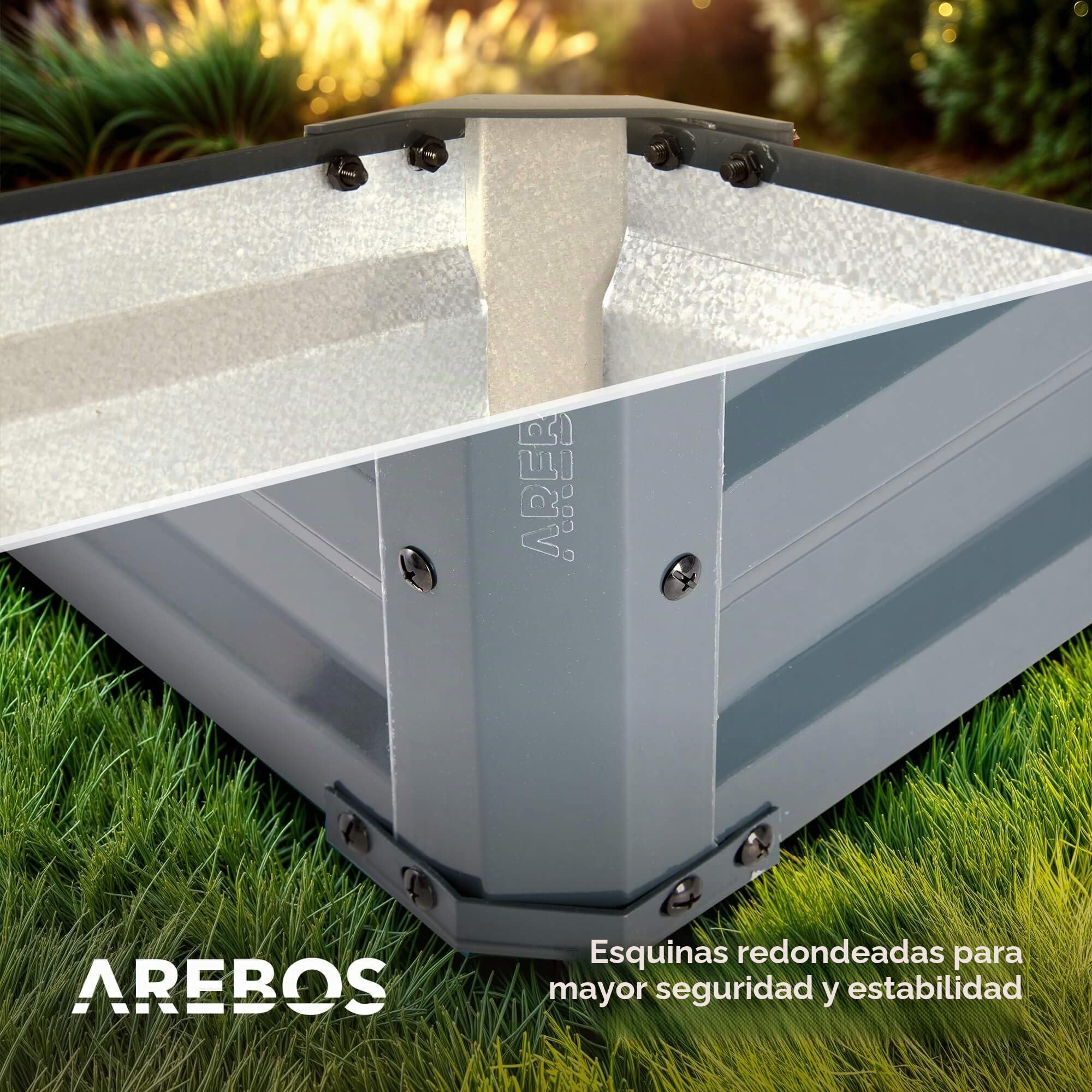Arebos Cama de Jardín Elevada de Metal 180x90x79 cm | Cama de jardín de Acero galvanizado | Cama de siembra Resistente a la Intemperie y al óxido | Cama de Vegetales Rectangular para jardín y Patio