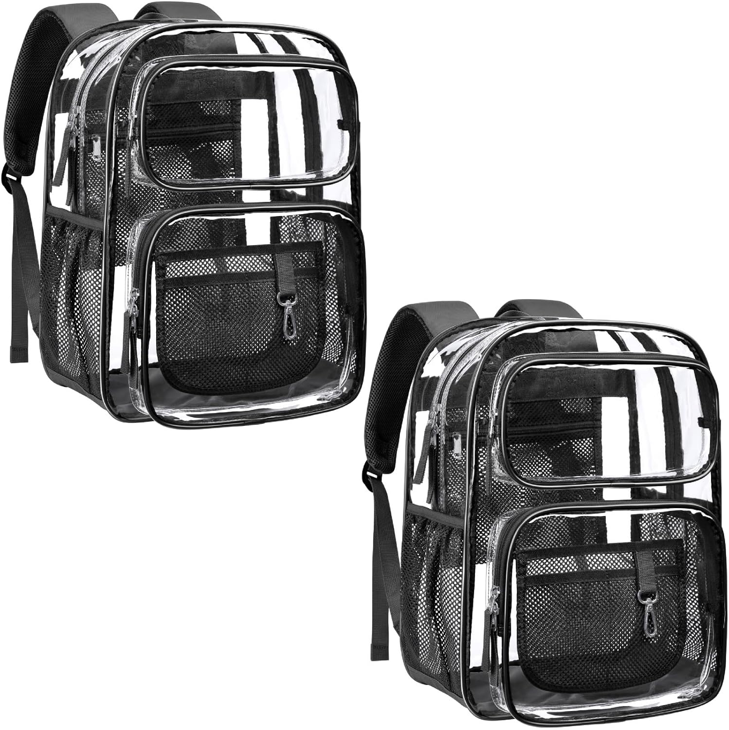 Clear Backpack for School - 17 inch Heavy Duty Clear Bookbag | 2 Front Pockets, Reinforced 900D Oxford Base, Padded Straps, 0.5mm Thick PVC, Fit 16"Laptop, Load 22 lbs. Age 12+ Students