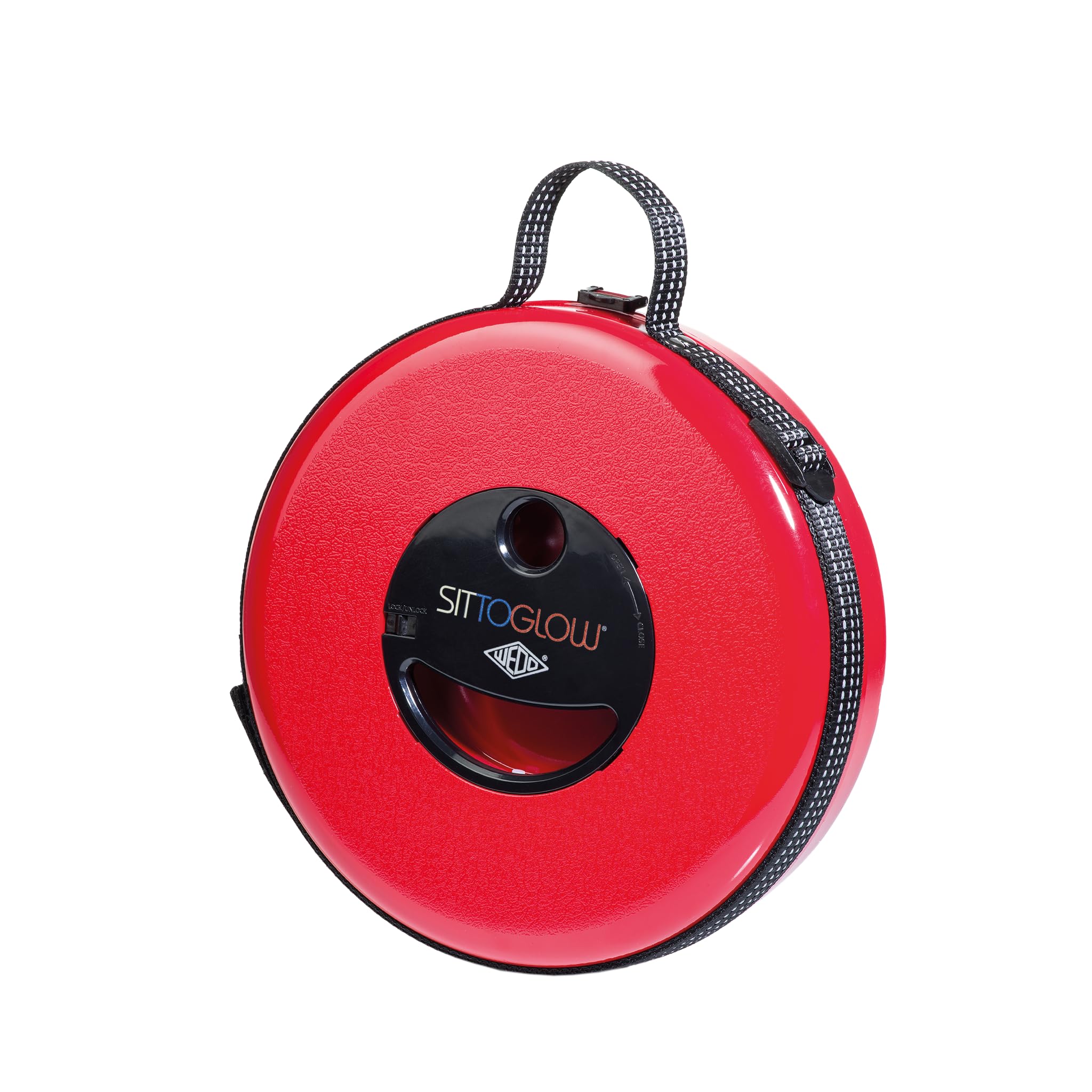 WEDO SITTOGLOW 2126102 Telescopic Stool with LED Lighting 3 Lighting Levels 42 cm Height Adjustable in 10 Levels Shoulder Strap 150 kg Load Capacity TÜV & GS 1.28 kg Red