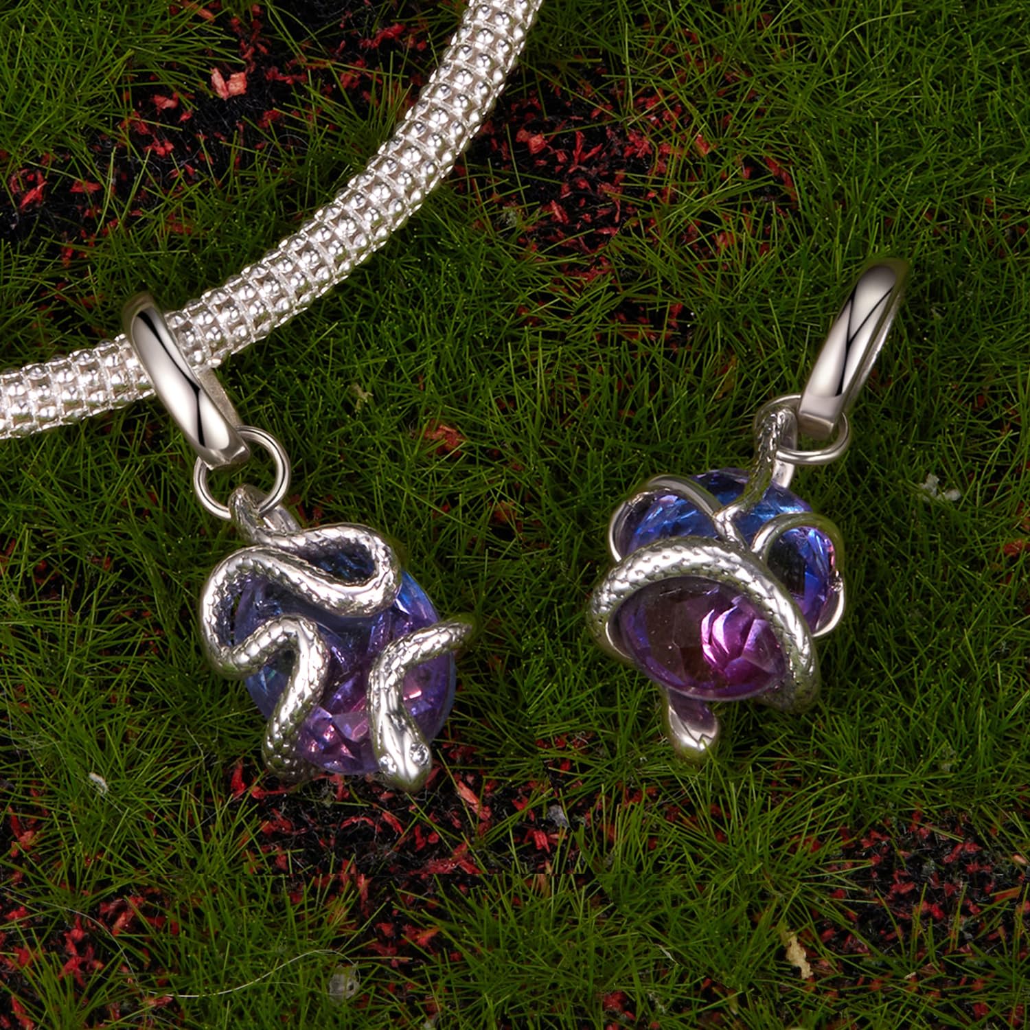 Ciondolo a forma di serpente, in vero argento Sterling 925, compatibile con la maggior parte dei braccialetti