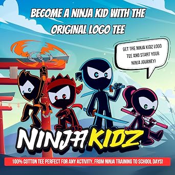 Ninja Kidz Official Original Logo Tee Boys Shirt Dress Your Ninja Kids in Cool Kids Clothes, Ninja Shirt Merch & Tee for Boys