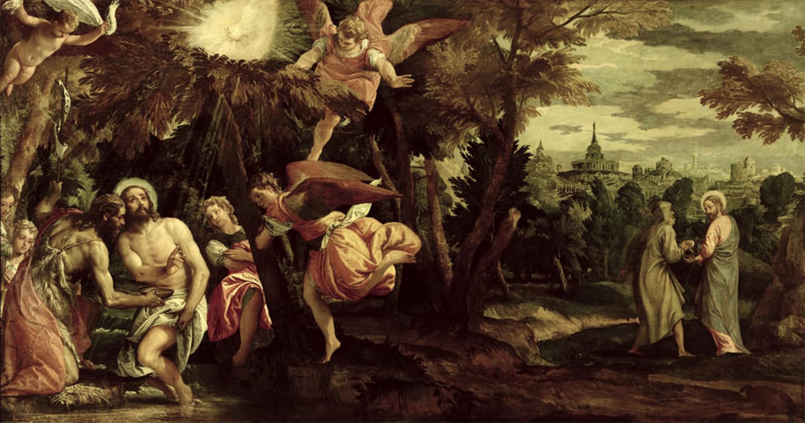 ARTXLXXBN Famous Art Print Poster Vintage Wall Art Baptism and Temptation of Christ by Paolo Veronese Canvas Art Poster for Home Decor 60x90cm