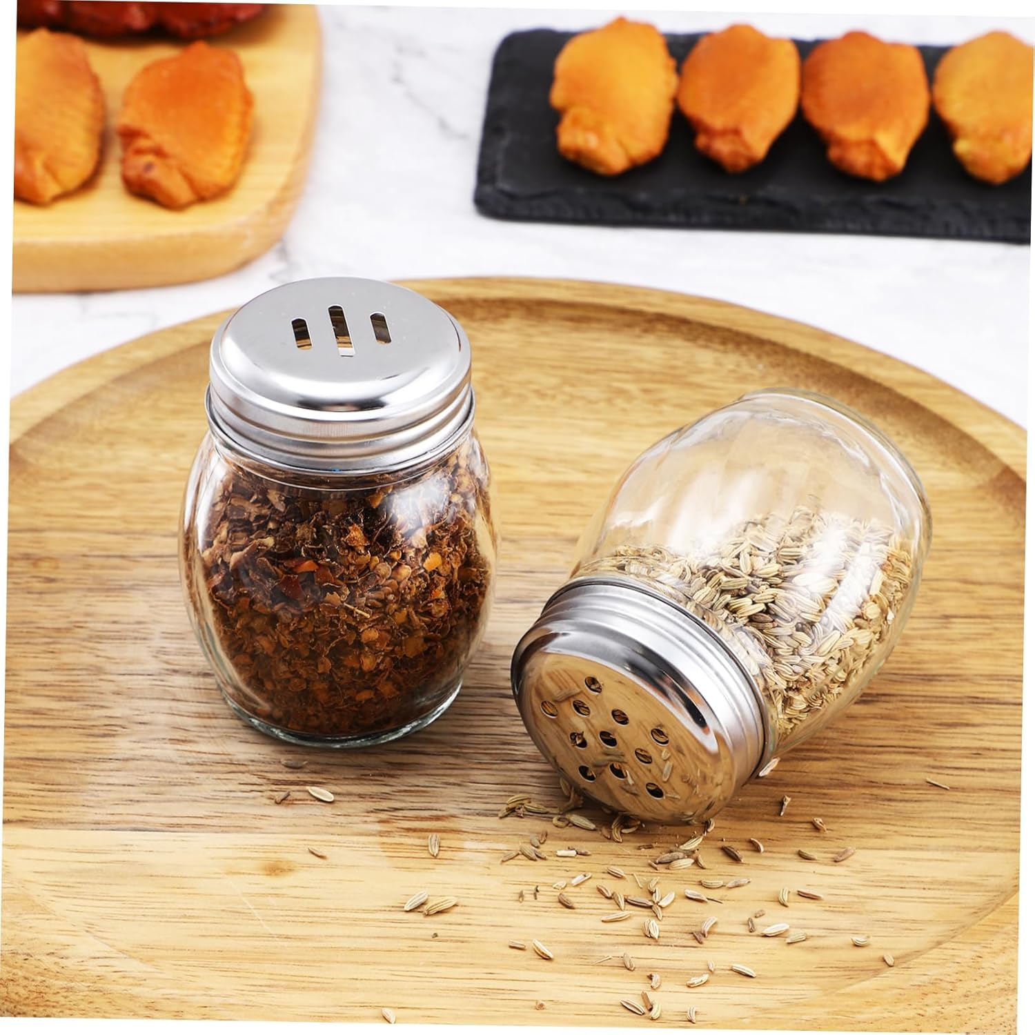 Mini Jars Set 10 Count Glass Seasoning Bottles for Kitchen Bbq and Travel
