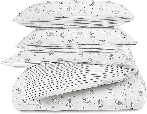 MakeMake Organics Juego de funda de edredón de algodón orgánico con certificación GOTS, reversible, suave y colorido (individual, punteadoarcoíris)