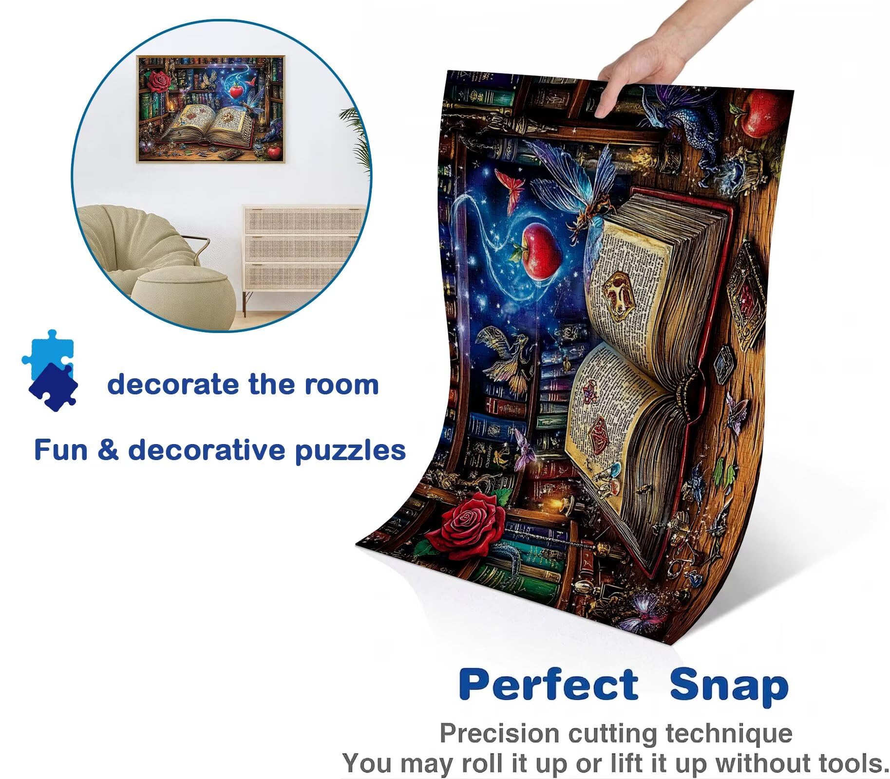 Puzzle 6000 elementów, niemożliwe puzzle dorośli 179,5 x 105,5 cm, druk w wysokiej rozdzielczości, gry edukacyjne, antystresowe drewniane puzzle dla całej rodziny, dekoracje ścienne, różowa książka w0