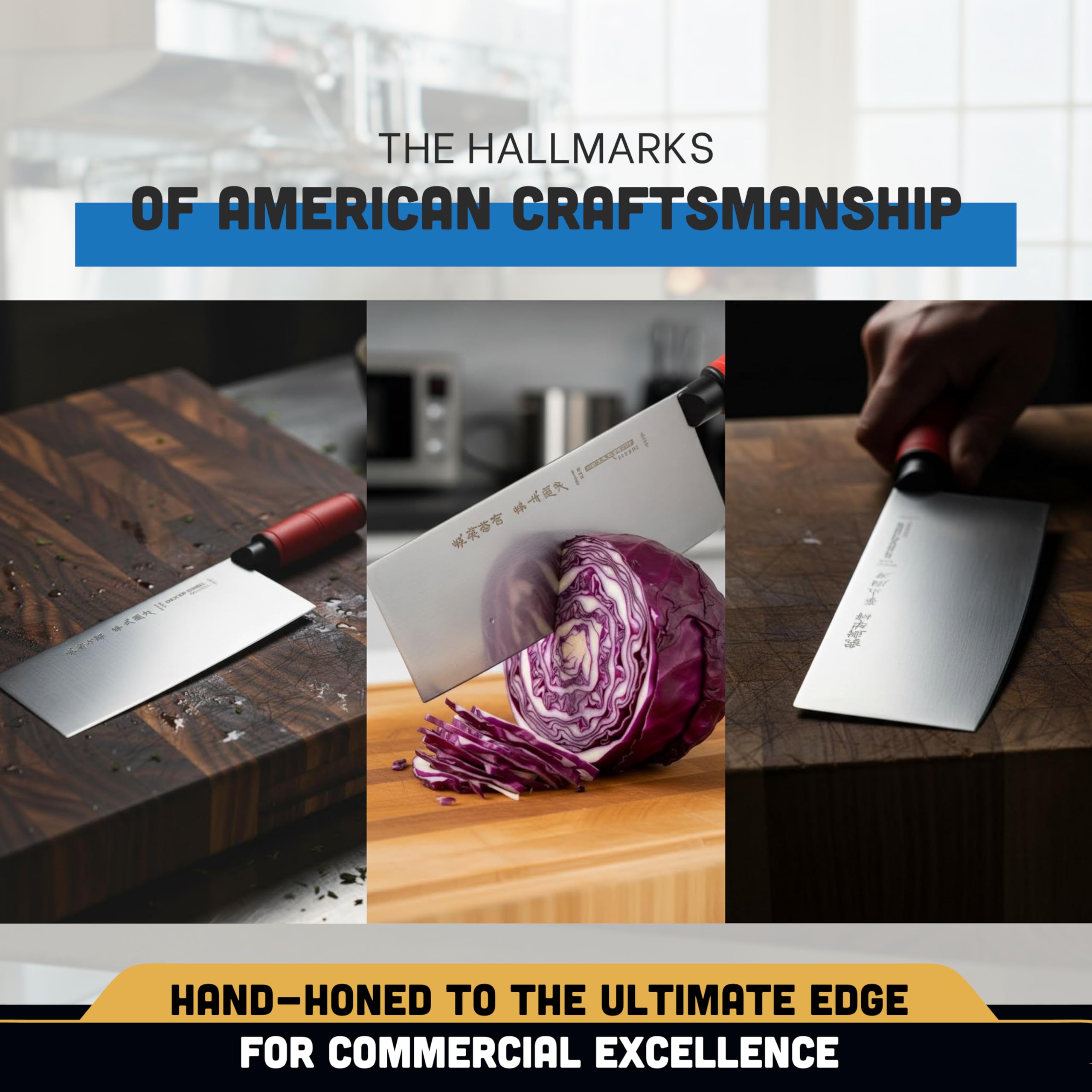 Dexter-Russell 8" x 3¼" Chinese Chef's Knife | SG5888 | High-Carbon Steel Blade | Ergonomic Red SOFGRIP Handle | Stain-Resistant, Slip-Resistant | Professional Quality | Made in USA — Amazon image 5