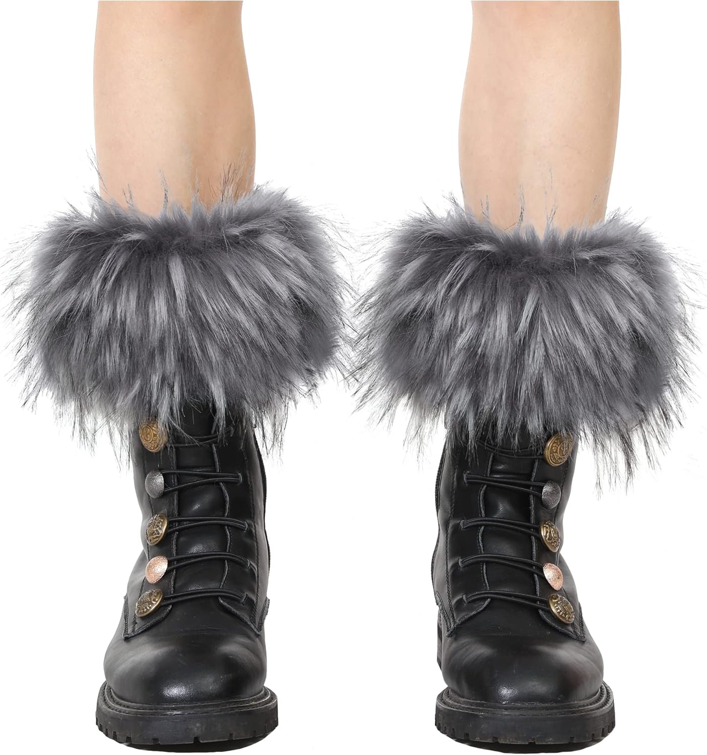 LA CARRIE Women Faux Fur Plush Leg Warmers Short Furry Fuzzy Leg Cuffs Girls Winter Knitted Boot - Image 2