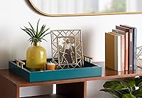 Vista 4 de Kate and Laurel - Bandeja decorativa de madera con asas de metal