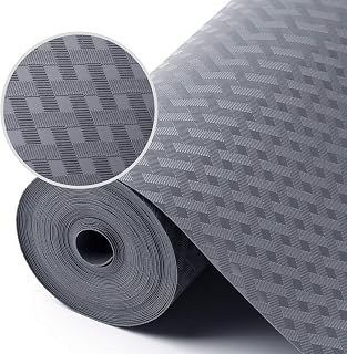 StaHom Waterproof Shelf Liners for Kitchen Cabinets & Fridge - Oil-Proof Non-Adhesive EVA Drawer Liners Gray 11.8x59 Inch