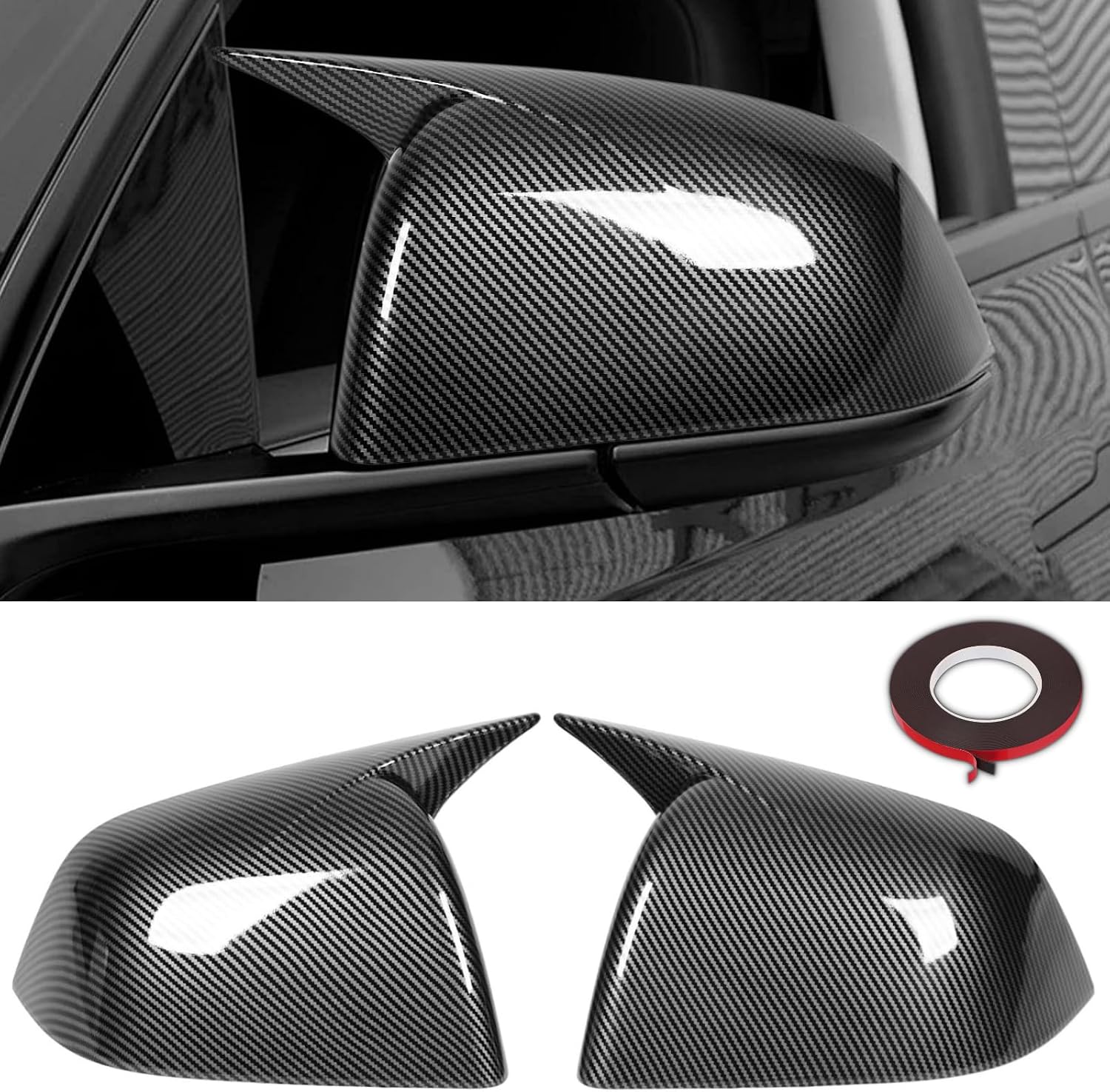 Car Side Mirror Cover Caps Housing Replacement for Tesla Model Y Carbon Fiber Accessories 2023 2022 2021 2020 Exterior Accessories Tuning Automotive Body Parts & Trim, 1 Pair - M Sport Style
