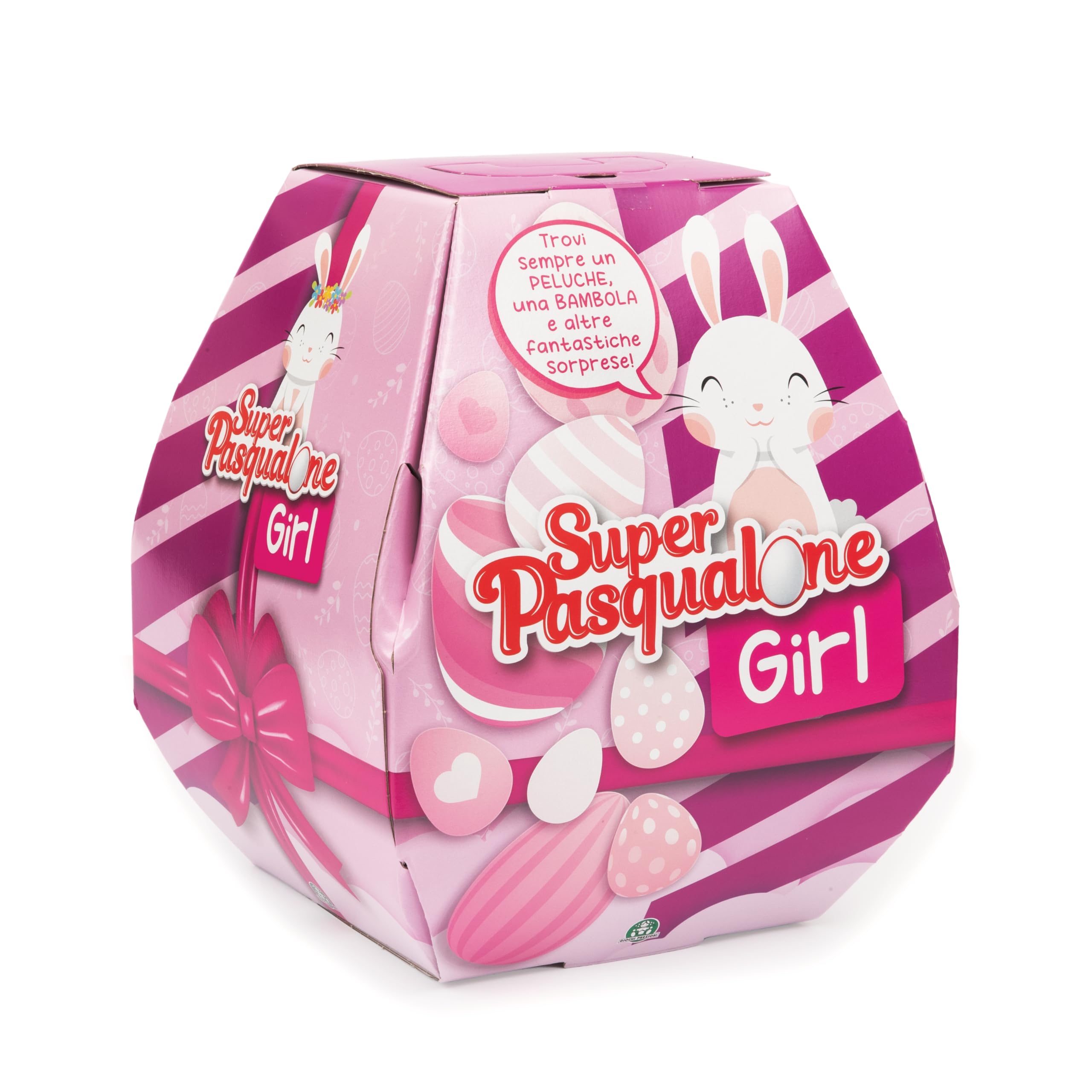 Super Pasqualone - Girl Uovo di Pasqua con Peluche, Bambola E Tante Altre Sorprese, Grande Contenitore in Cartone Eco-Friendly, Idea Regalo per Bambine dai 3 Anni