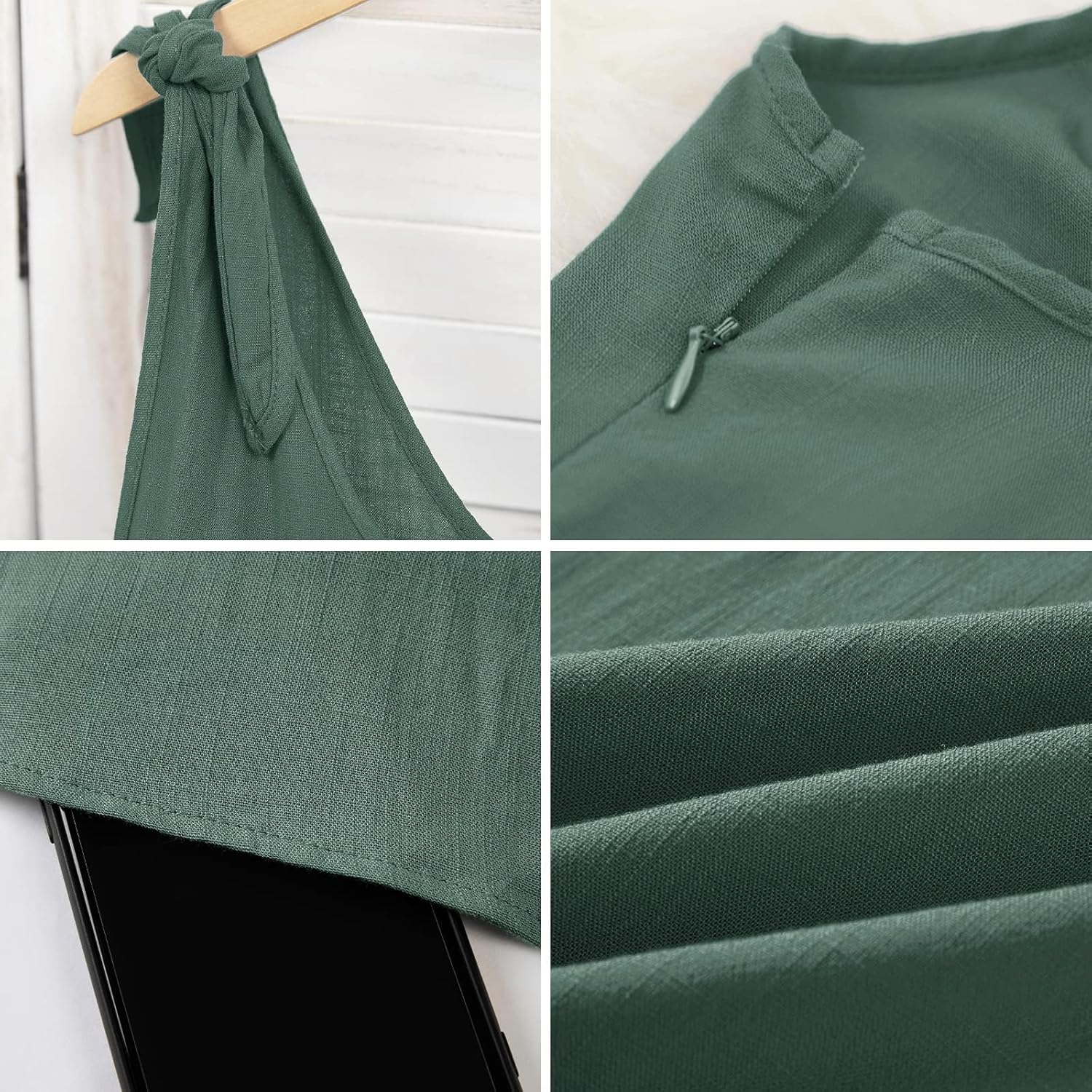 CNJFJ Womens Summer Shoulder Tie Strap Babydoll Dress Casual Scoop Neck A-Line Skater Swing Mini Sundress - Image 5