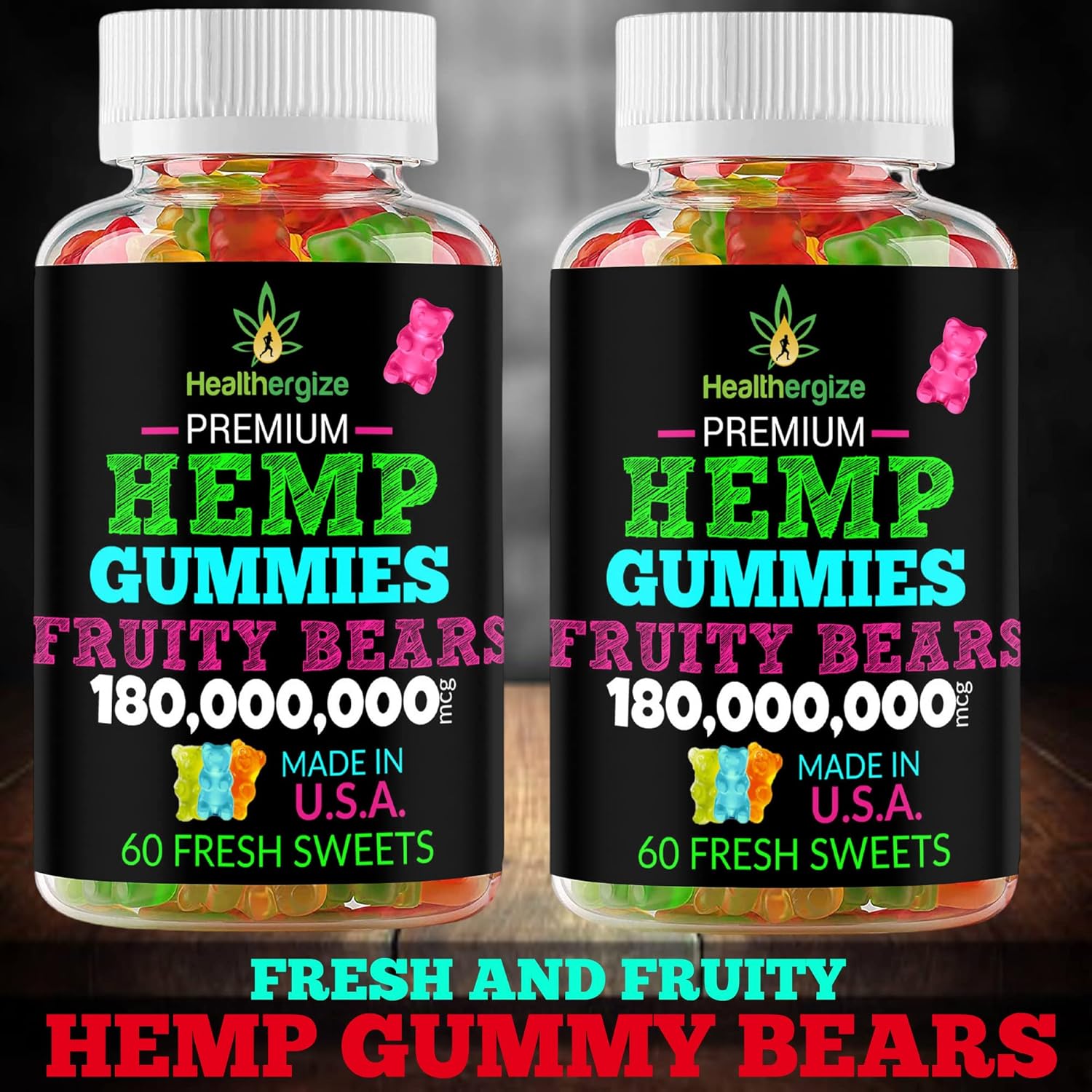 2PACK Hemp Gummies Premium Hemp Gummy Bears-for Sleep, Calm, Relax-Omega Hemp Oil, Natural High Potency Hemp Party Edibles-Made in USA