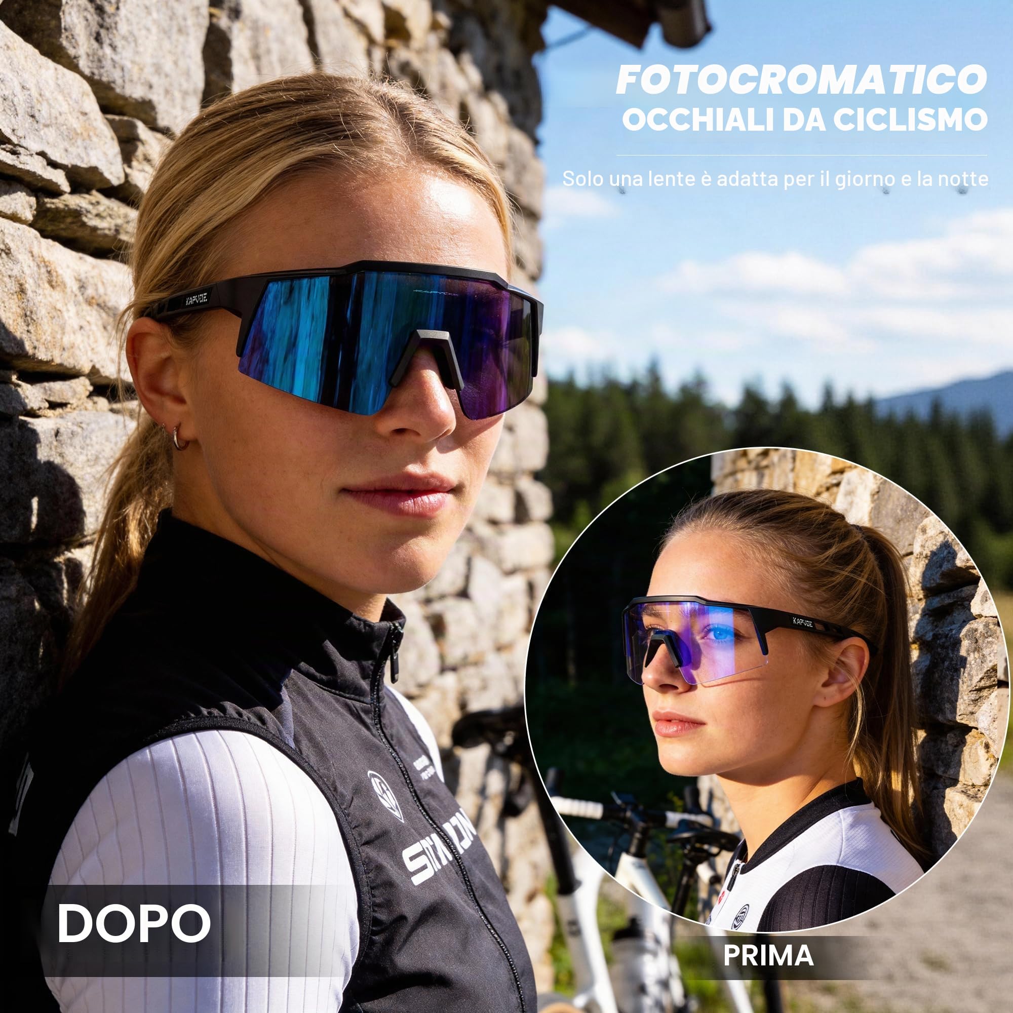 KAPVOE Fotocromatici Occhiali Da Ciclismo Con TR90 Occhiali Da Sole Sportivi Donne Uomini Ragazzi Ragazze Che Corrono K9023