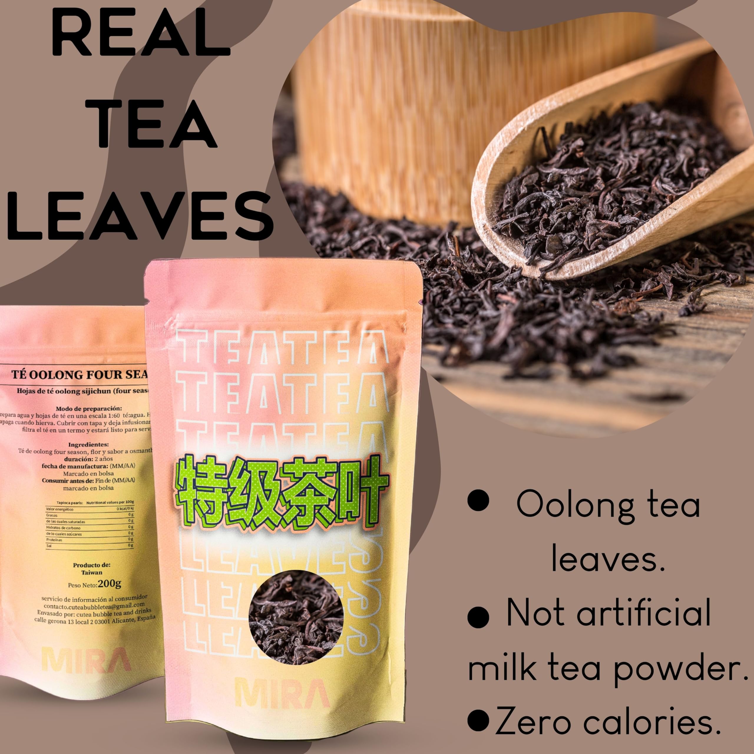 CUTEA™ Kit de té de burbujas - Sabor azúcar moreno - regalo San Valentín - Regalo para hombre y mujer (4 porciones, pajitas incluidas) - Sin gluten