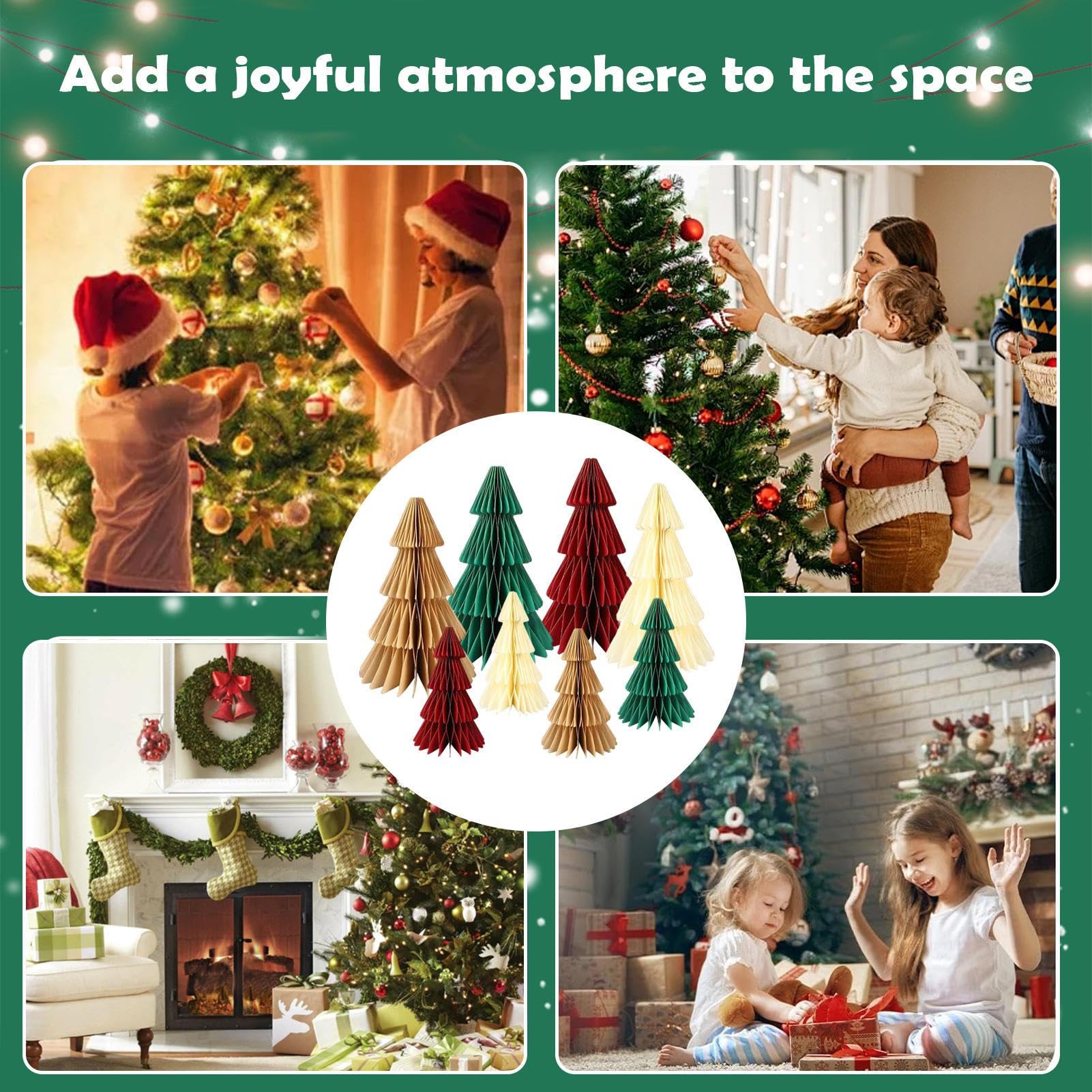 Árbol De Papel para Navidad 8 Piezas Centro De Mesa Decoración para | Decoración Navideña De Papel para Invierno Hogar Oficina Habitación Chimenea Apartamento Casa de Campo Repisa