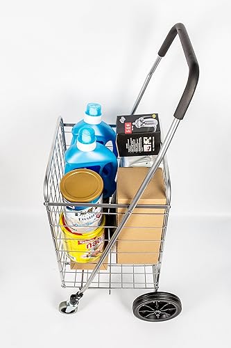 Miniatura 7 de PrimeTrendz Grocery Utility PT5614 - Carrito de compras para lavandería  Cubierta negra a prueba de agua incluida  Portátil y fácilmente plegable