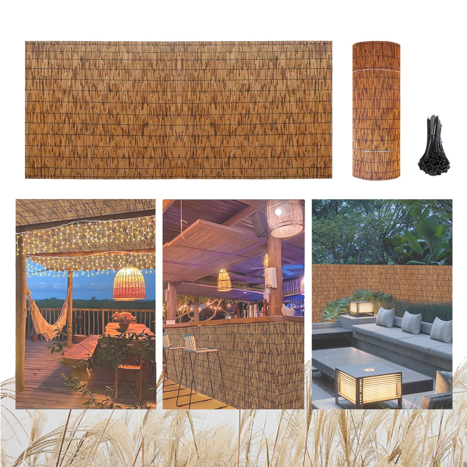 Brise-Vue en Bambou Naturel, 130 Cm × 1 000 Cm, Clôture en Roseau Écologique, Clôture Décorative pour Balcon, Cloison De Jardin(70x600cm(2.3x19.7FT))