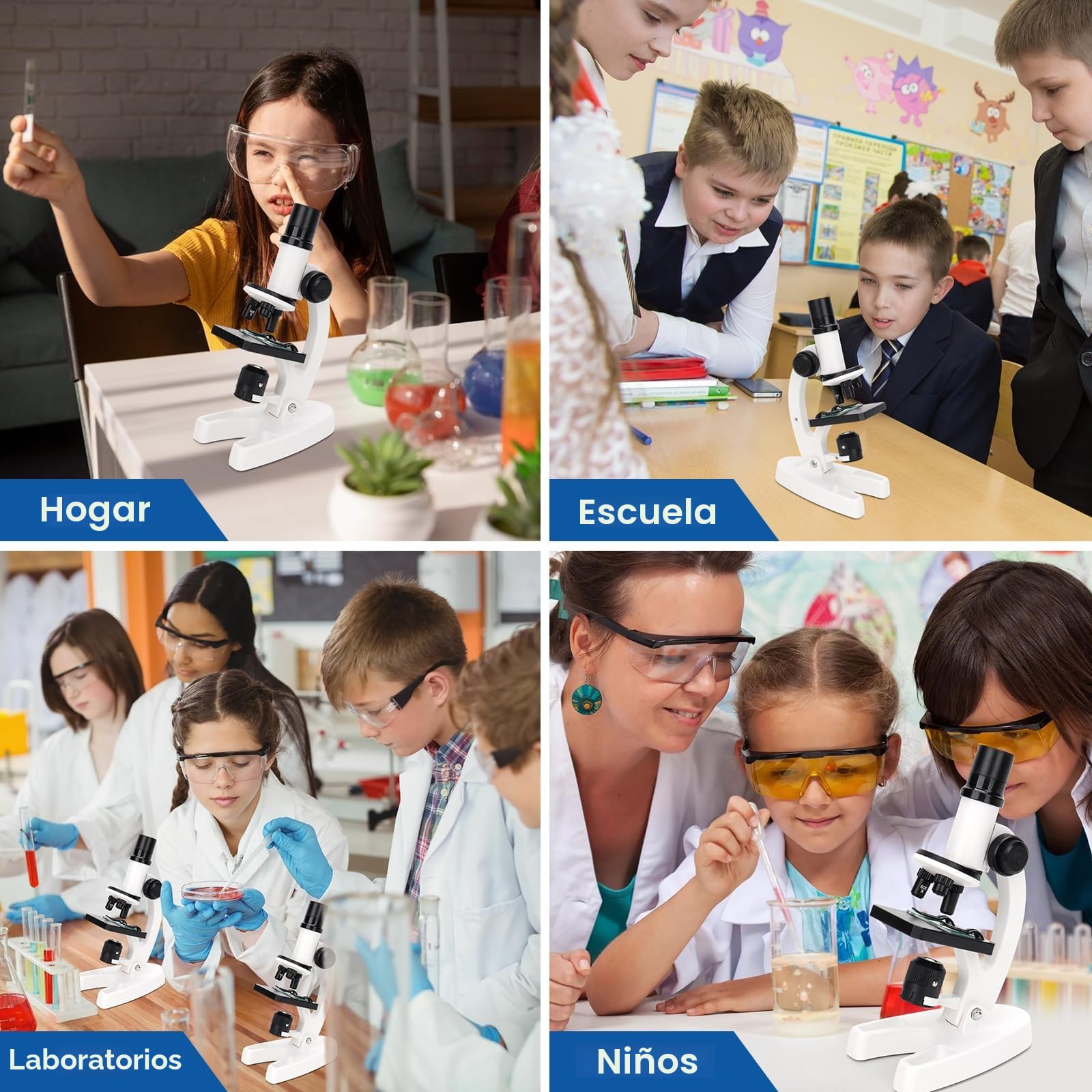 Microscopio para Niños Principiantes, 300X-1200X Microscopio Profesional con Iluminación LED y Soporte, Microscope for Kids Experimentos Científicos, Ciencia para Niños, Ccasa, Escuela, Laboratorio