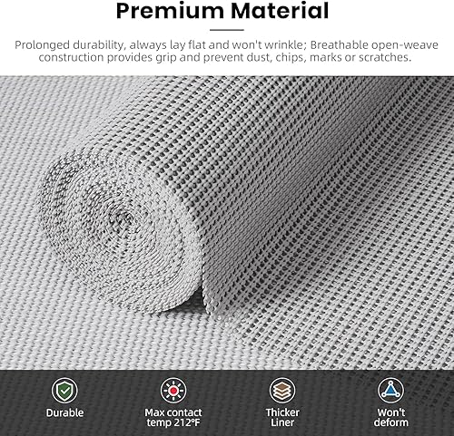 Vista 37 de BAGAIL - Forro para cajones y estantes, 17.5 x 20 pies, revestimientos de estantes no adhesivos para armarios de cocina, forros gruesos de agarre