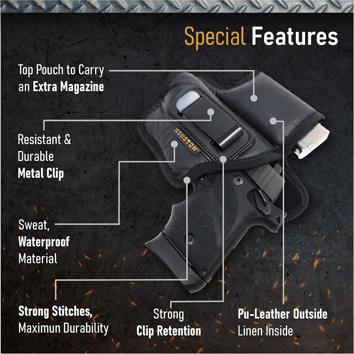 IWB Pistol Holster with Mag Pouch. Eco Leather Holsters for Glock 42/43 / 43X, SIG P365 / P938 W/Compact Laser w/Mag (Left). Universal Pistol Holster by Houston