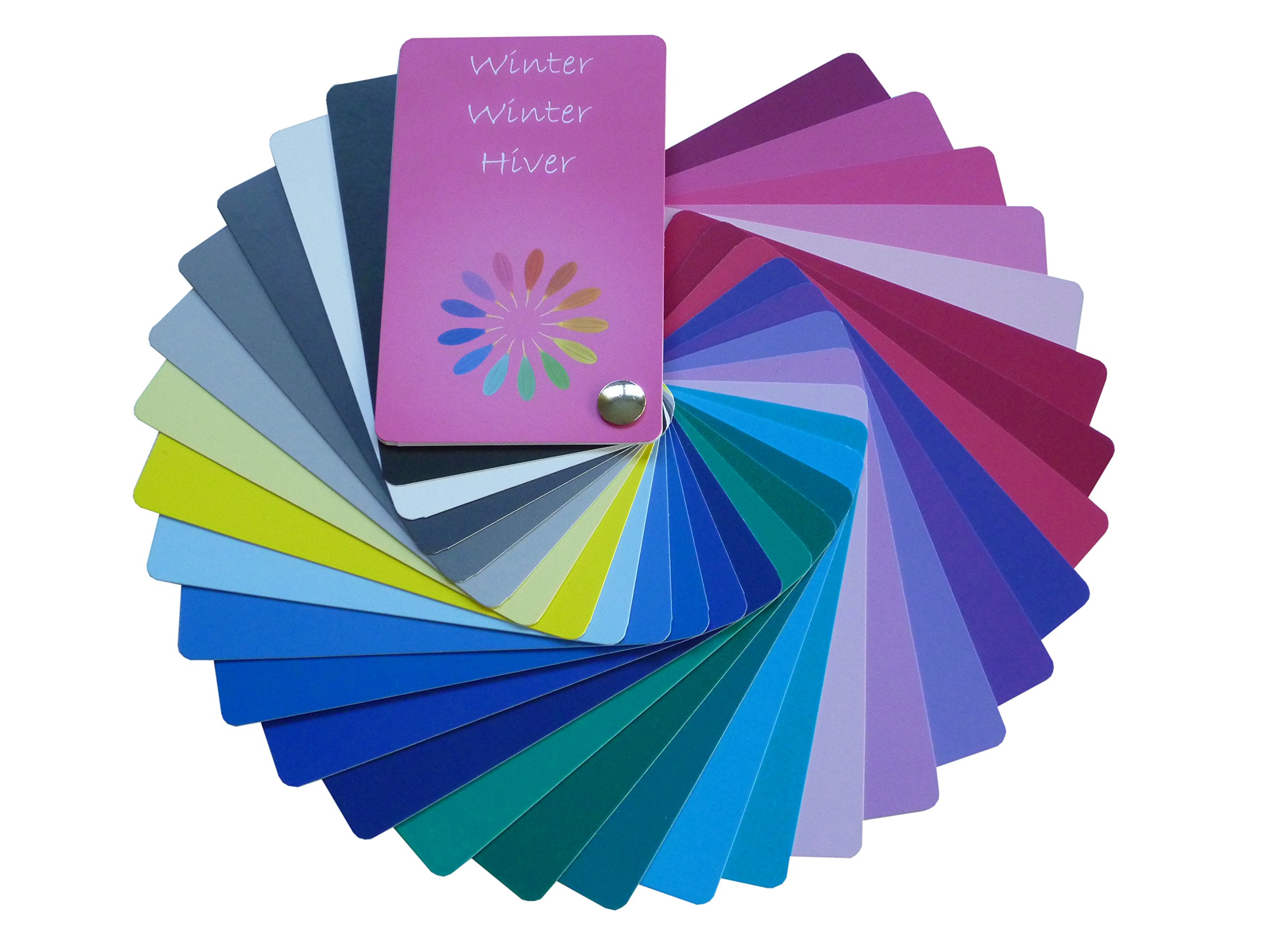 Colour pass winter (cold winter) as fans with 30 typical colours for colour analysis, colour advice