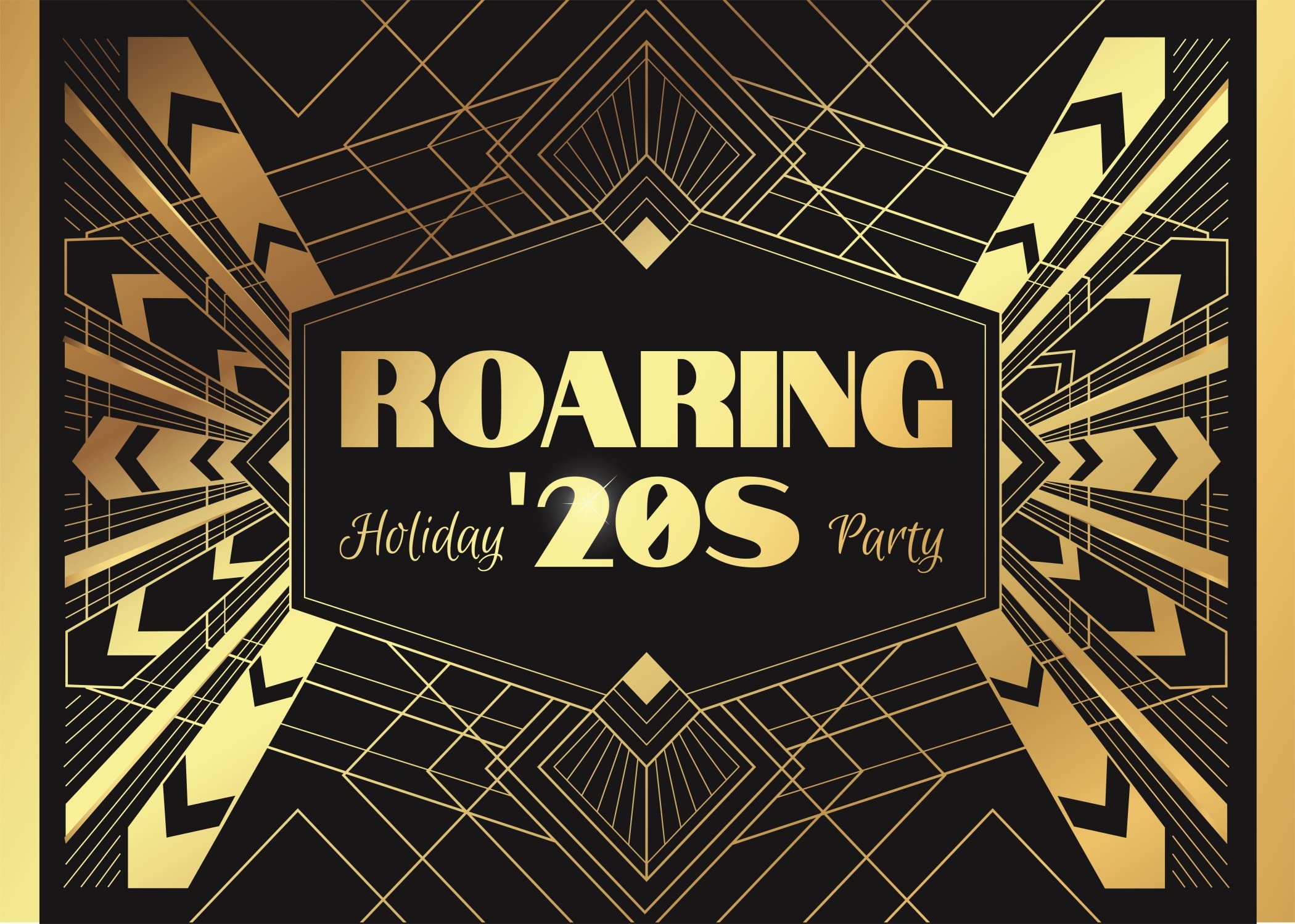 BELECO 5x3ft Fabric Gatsby Themed Backdrop - Roaring 20s Great Black and Gold Holiday Party - 1920s Party Decorations Background for Birthday