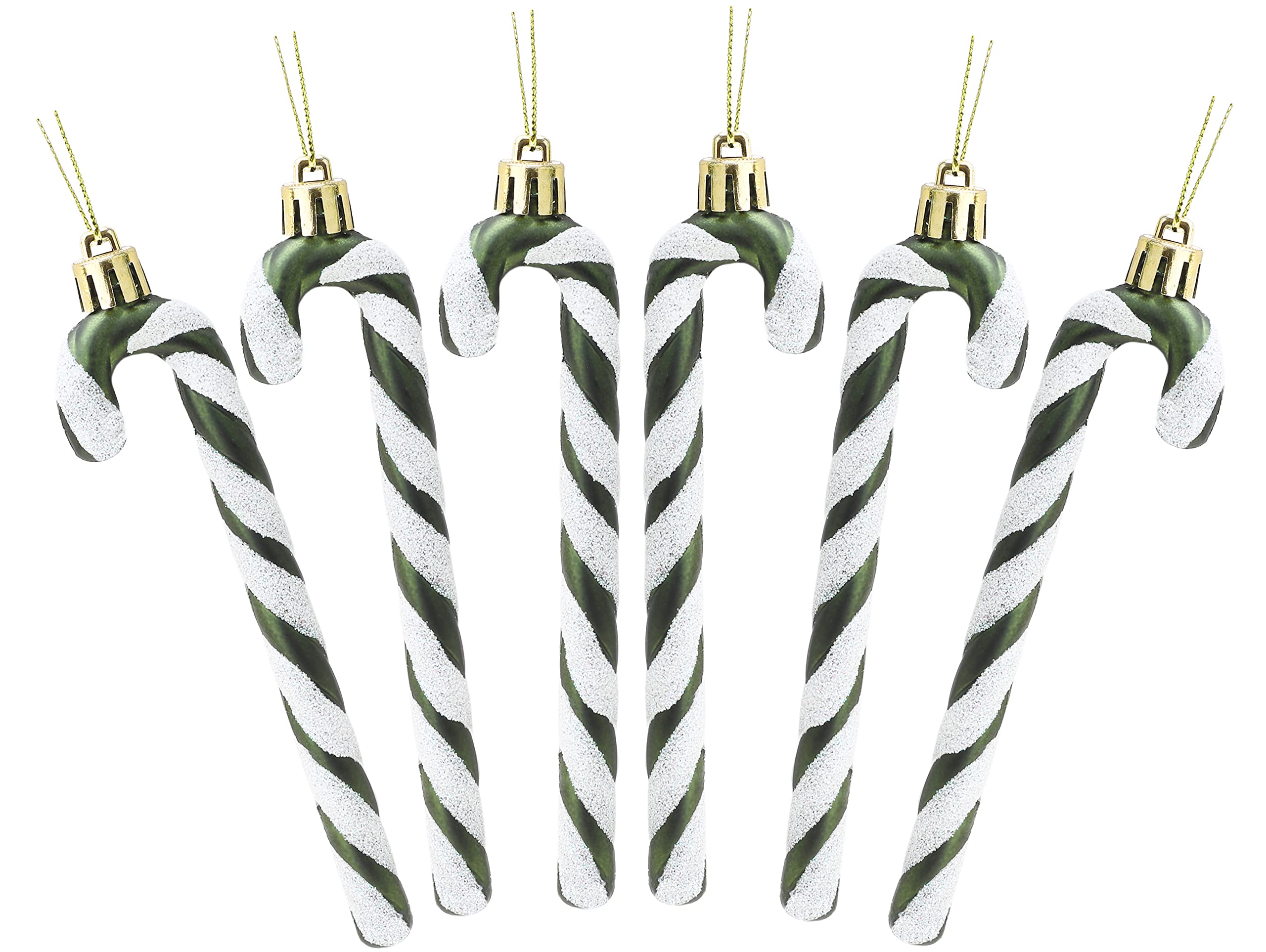 Christmas Concepts Forrest Green Christmas Concepts® Pack Of 6-130Mm (5.2") Glitter Candy Cane Christmas Tree Decorations (Forrest Green)
