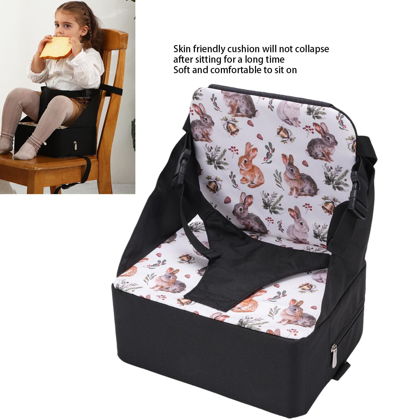 3 Sedia Che Aumenta il Cuscino, Booster per Bambini Pieghevole Portatile con Schienale, Fissaggio Stabile e Design Non Slip per Tavolo da Pranzo, Prova D'acqua e Facile da Pulire