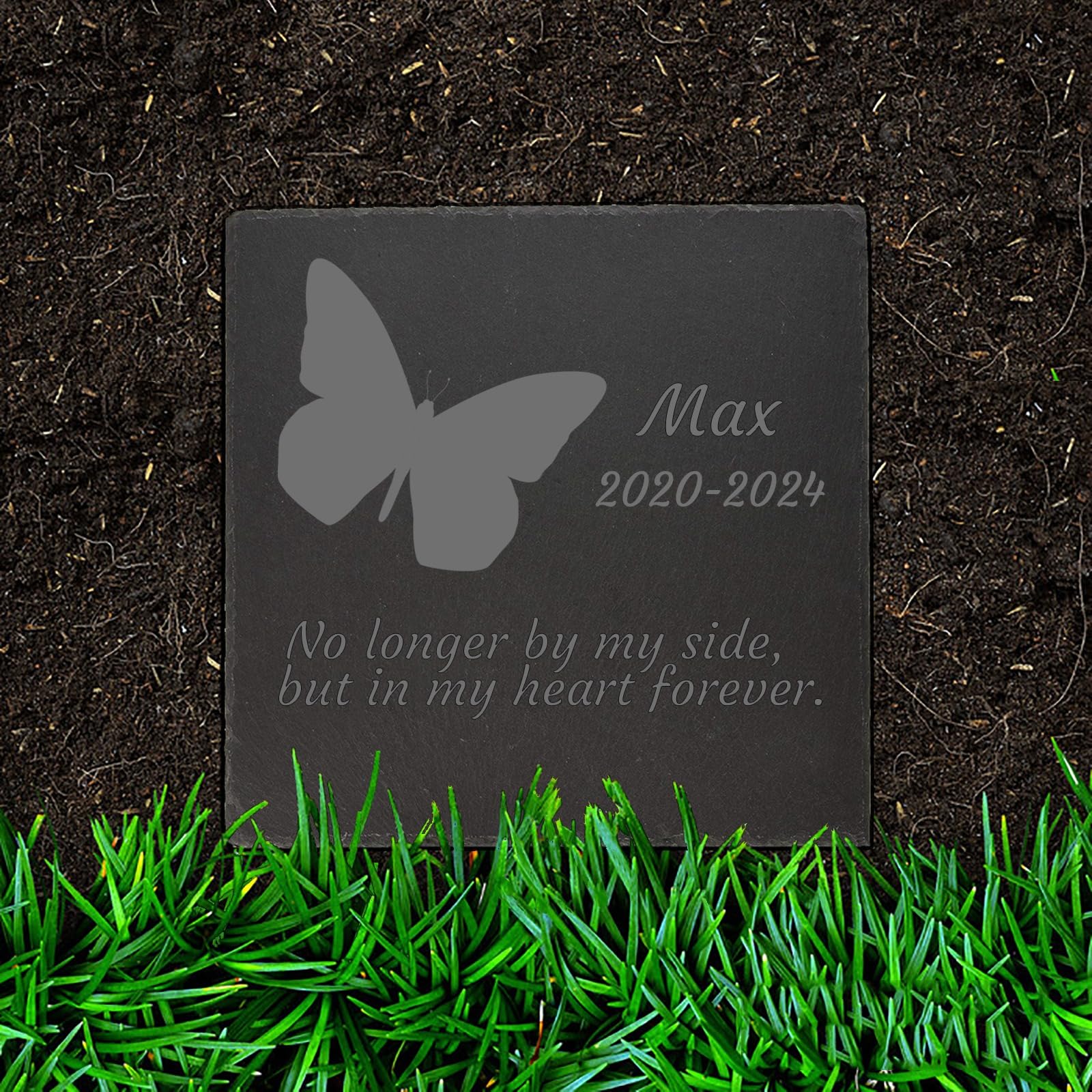 Jodimitty Butterfly Memorial Plaques Pet Grave Stones Personalised Name & Life Span & Message, Memorial Gift Engraved Plaque for Garden Graves Indoor Outdoor Keepsakes, 10cm/15cm/20cm