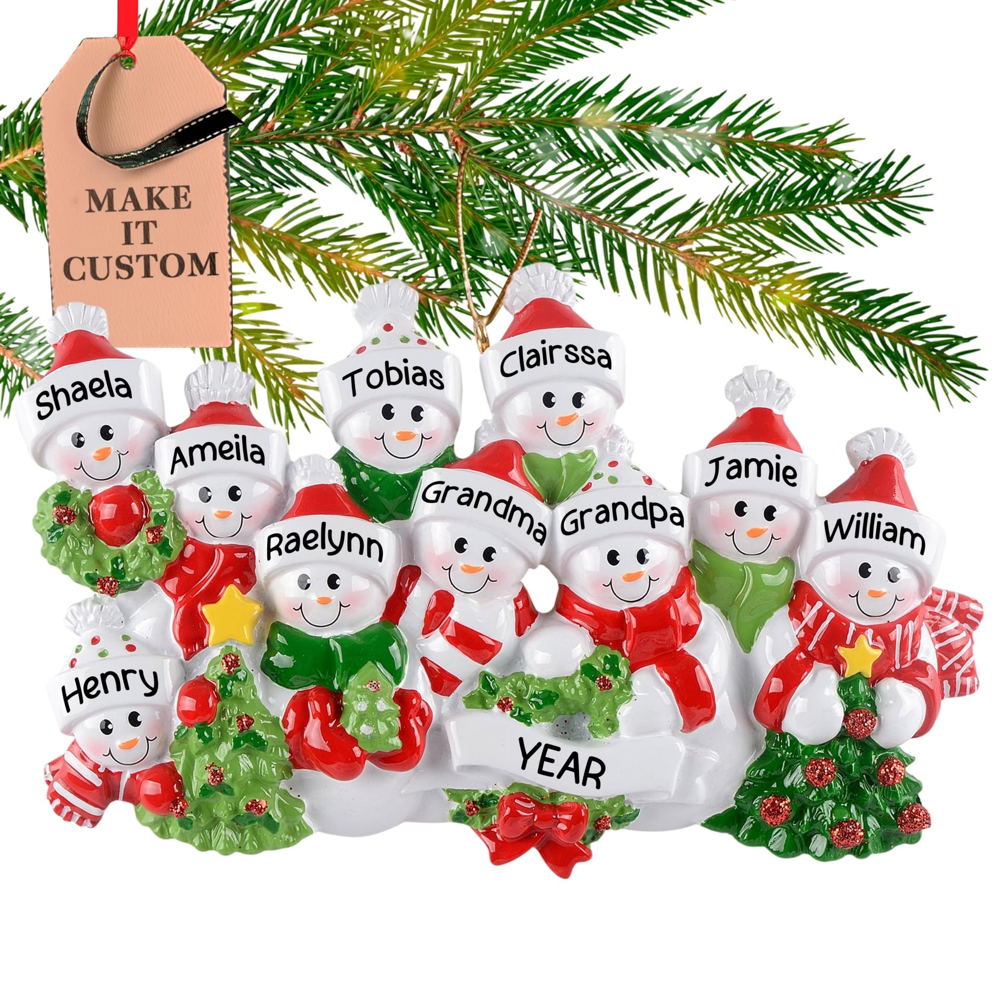その他  Christmas Present Ornament Amazon.com: Personalized Large Family of 10 Ornament 2026 | 24h