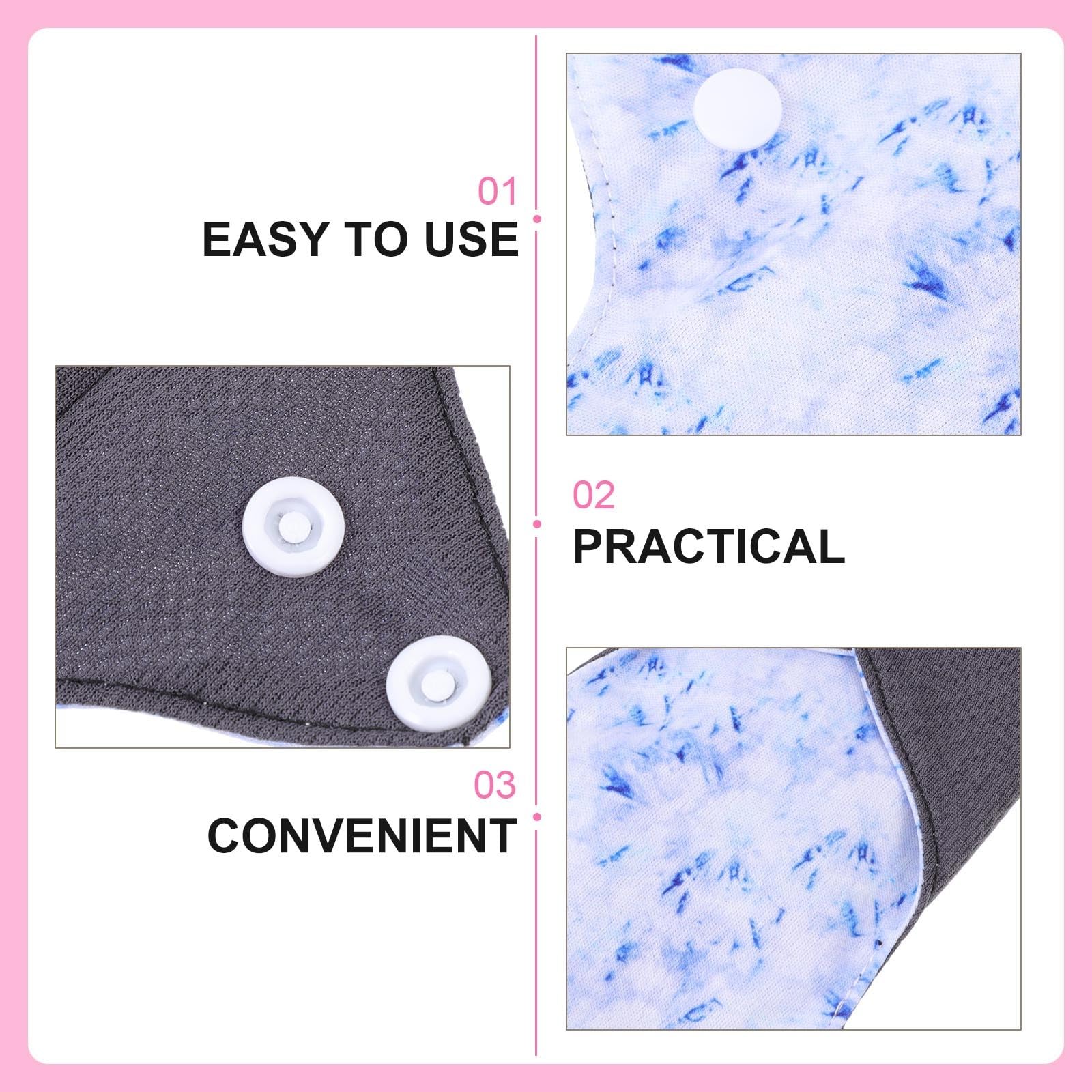 Compresas Reutilizables para Mujeres 6 Unidades Malla Transpirable Absorbente Grande para Postparto y Adultos Toallas Sanitarias Duraderas a Prueba de Fugas Color Aleatorio
