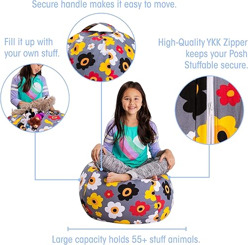 Miniatura 2 de Posh Stuffable - Sillón puff con almacenamiento para niños, contenedor de animales de peluche, organizador de juguetes de niños