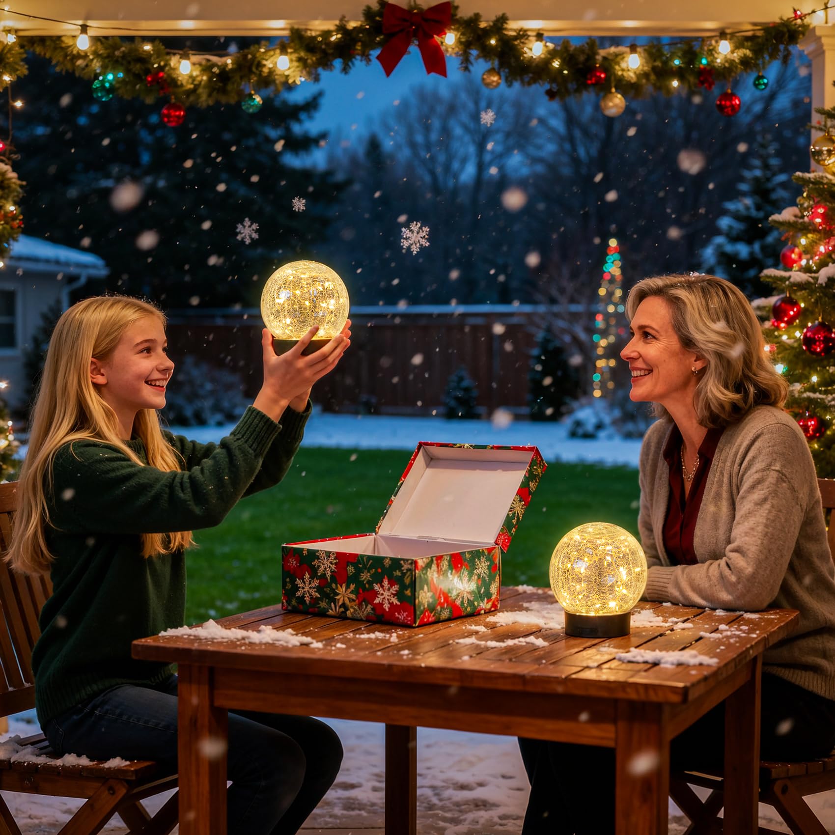 Beautyard Globo solare per esterni, grande, decorazione da giardino, caricata tramite USB, diametro 12 cm, 40 LED, 1000 mAh, luci solari in vetro rotto, a energia solare, per cortile, patio e giardino