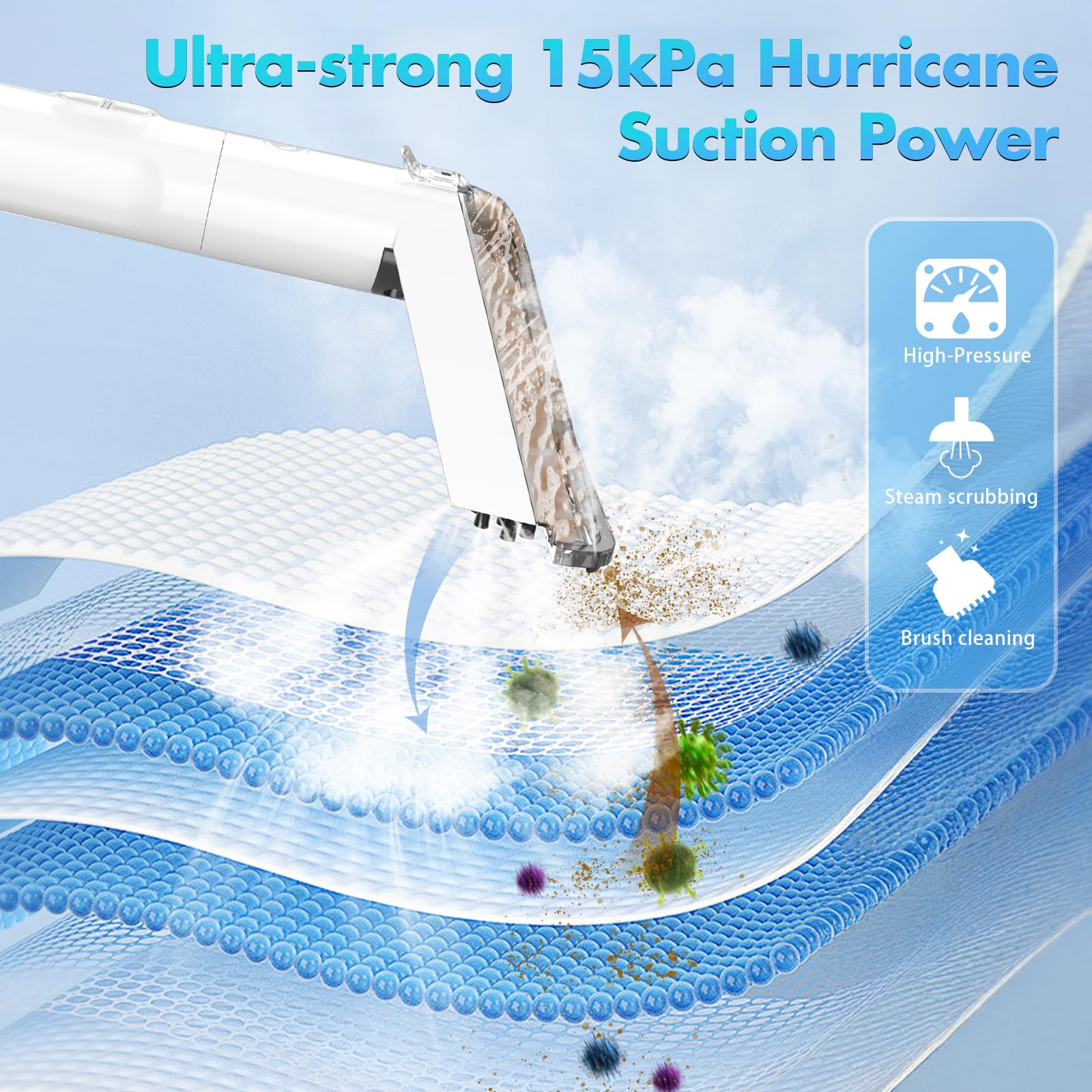Steam Carpet Cleaner Machine,15Kpa Powerful Suction Stain deep cleaner,Perfect for Pets,Carpet,Floor,Glass,Upholstery,Cars & More.