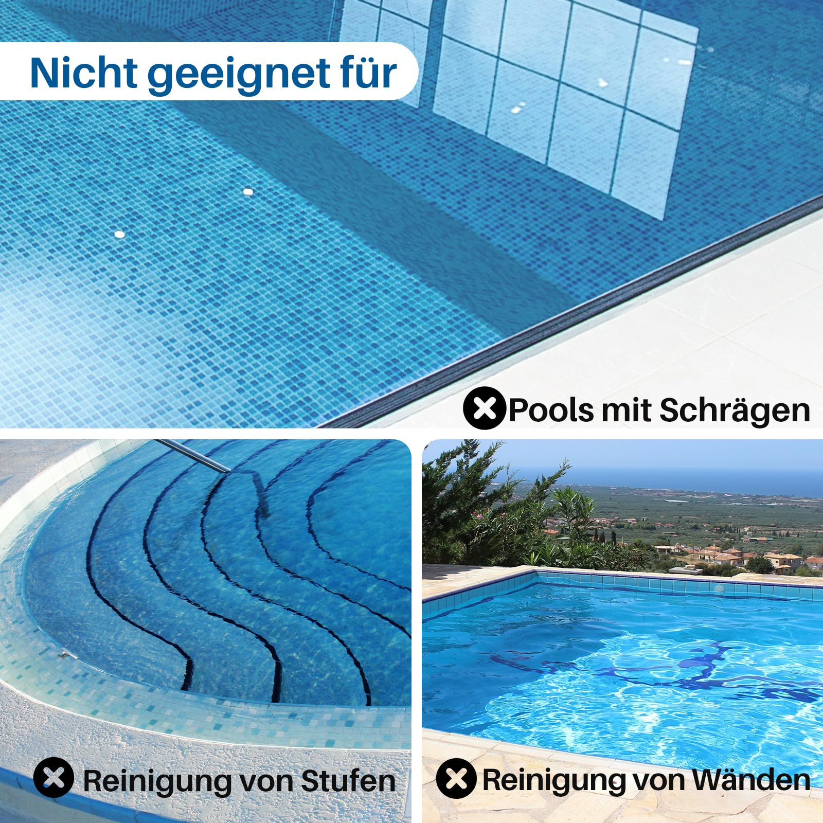 POOLPURE 2026 Poolroboter Akku: Kabelloser Poolsauger mit 100 Min. Laufzeit, Automatischer Poolreiniger für Flache Aufstellbecken bis 90m², IPX8, Dual-Motor & Abnehmbare Lenkrollen