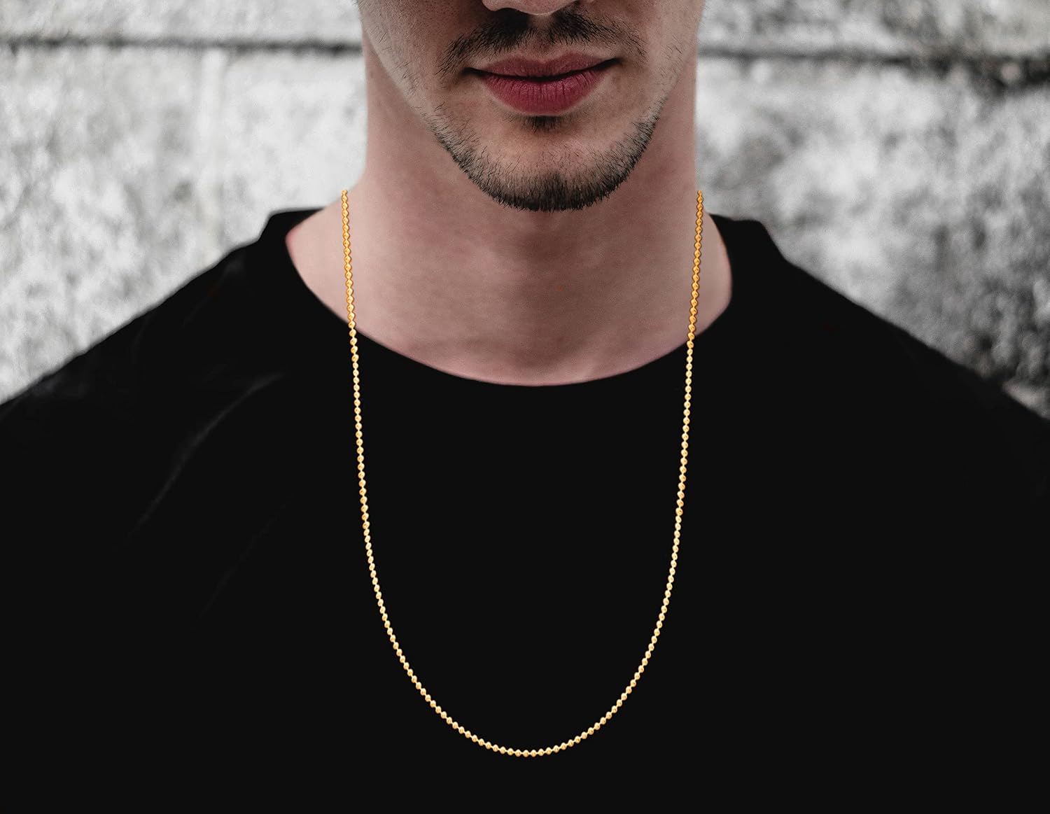 925 Sterling Silver Italian Solid Bead Ball Dog Tag Chain Necklace - 18K Gold Plated Bead Ball Chain Necklace Comes with Gift Box for Women & Men - Made in Italy