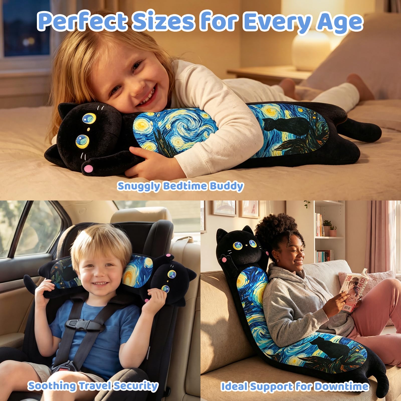 Mewaii Peluche Gatto Cuscino Lungo per Bambina 110CM Pupazzo Kawaii Giocattoli Gigante Abbraccio Morbido Cuscino Giocattolo Compleanno Regali per Lei Ragazza