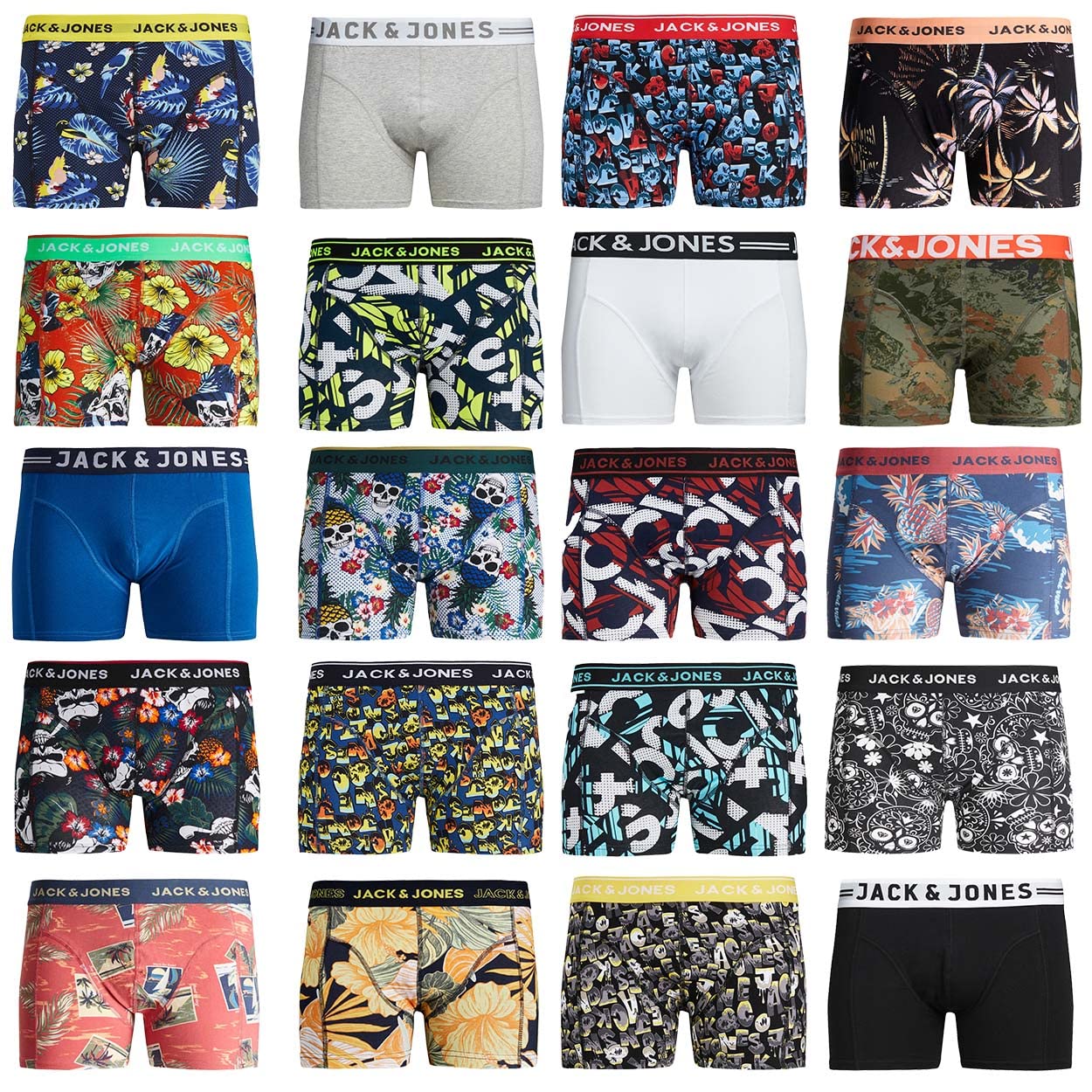 JACK & JONES Boxershorts 5er Pack Herren Trunks Shorts Baumwoll Mix Unterhose