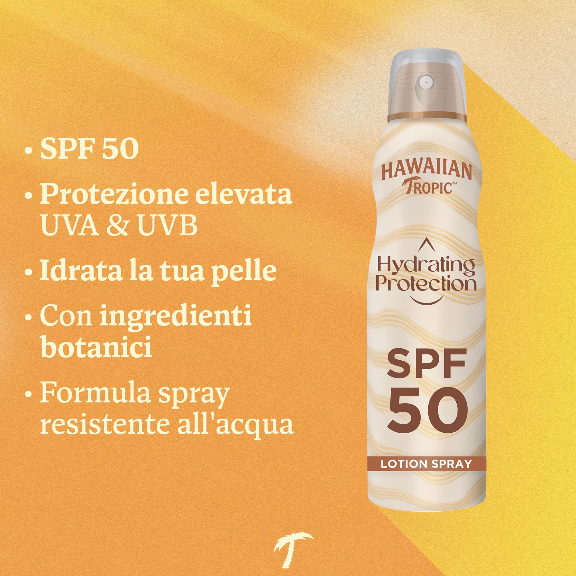 Hawaiian Tropic Spray Solare Protettivo Idratante, Protezione SPF 50 UVA e UVB Resistente all'Acqua, Profumo Tropicale, Lozione Solare, 220 ml