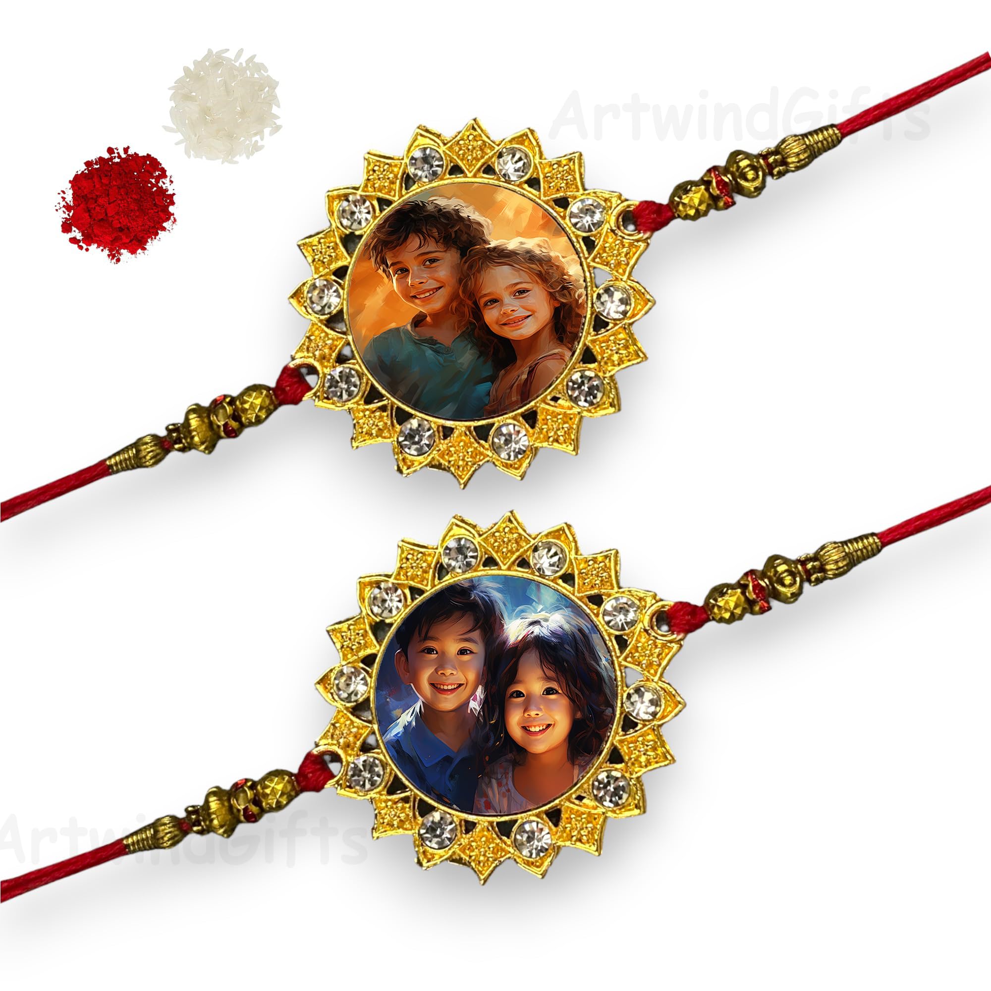 ArtwindGifts White Stone Metal Customised Photo Rakhi for Brother (Combo of 2) (B0D9DMS488) Amazon Price History, Amazon Price Tracker